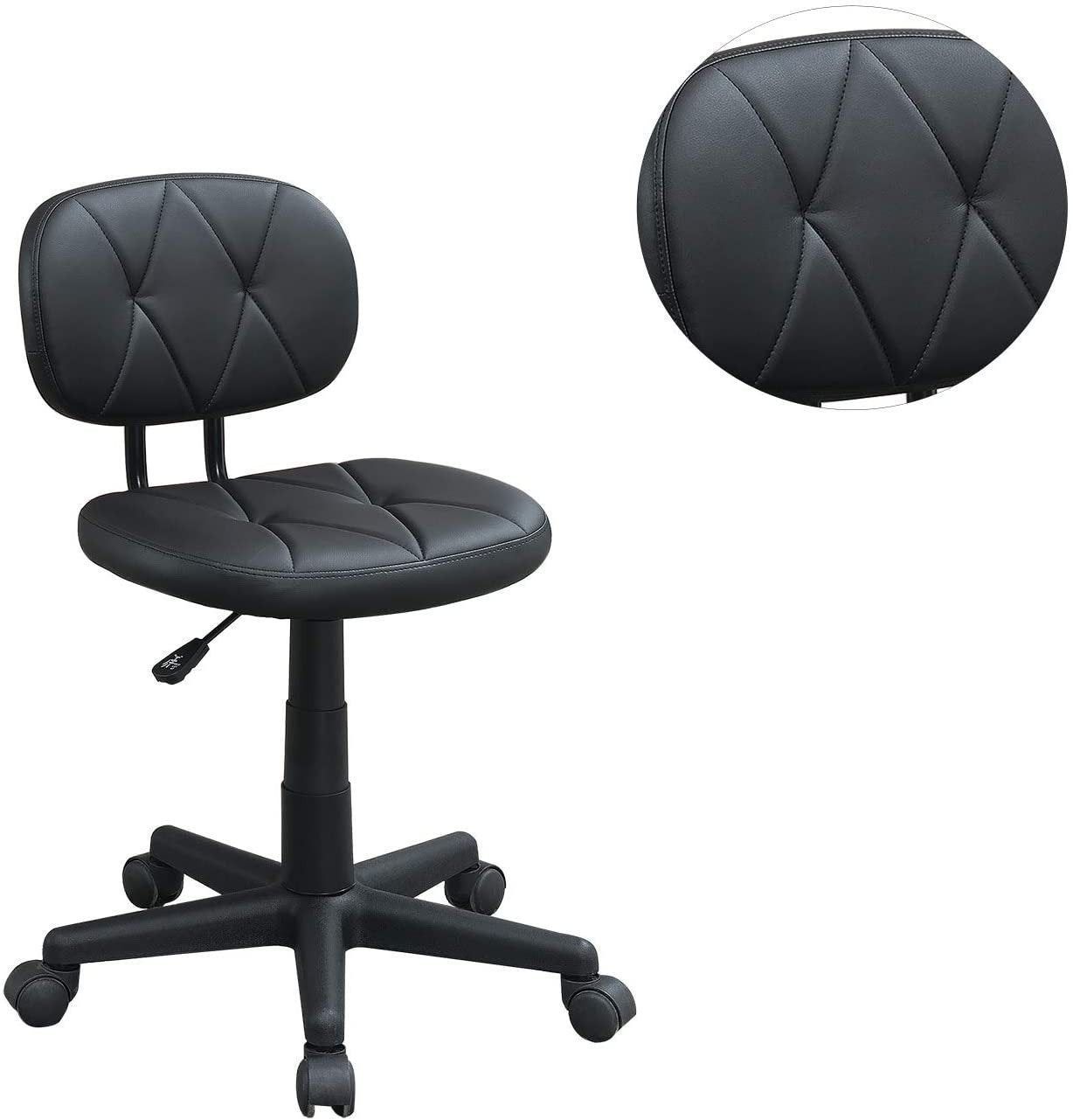 Modern 1pc Office Chair Black Tufted Design Upholstered Chairs with wheels