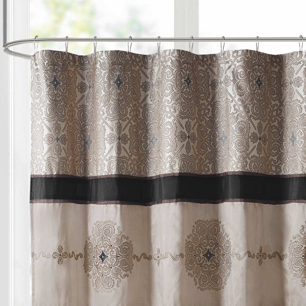 Sophisticated Medallion Jacquard Shower Curtain