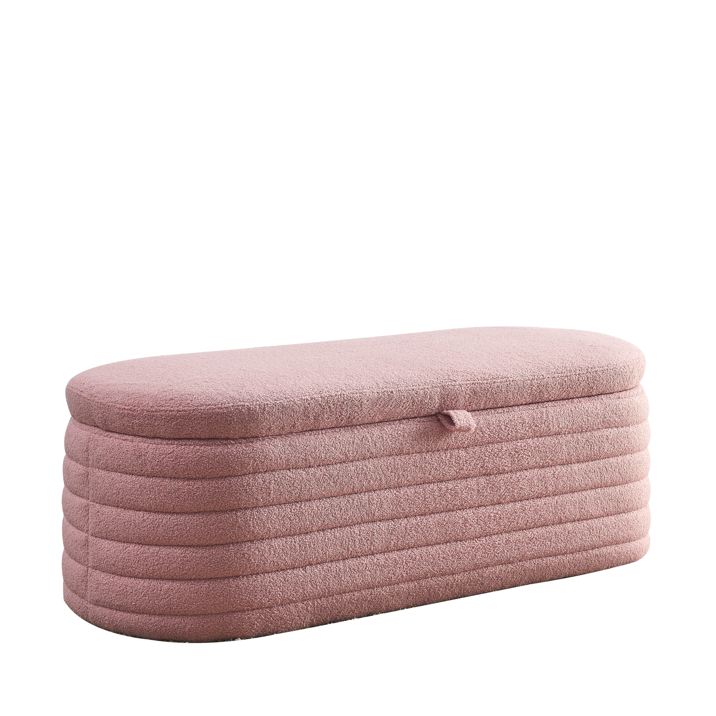 [Video] Welike Length 45.5 inchesStorage Ottoman Bench Upholstered Fabric Storage Bench End of Bed Stool with Safety Hinge for Bedroom, Living Room, Entryway, pink teddy.