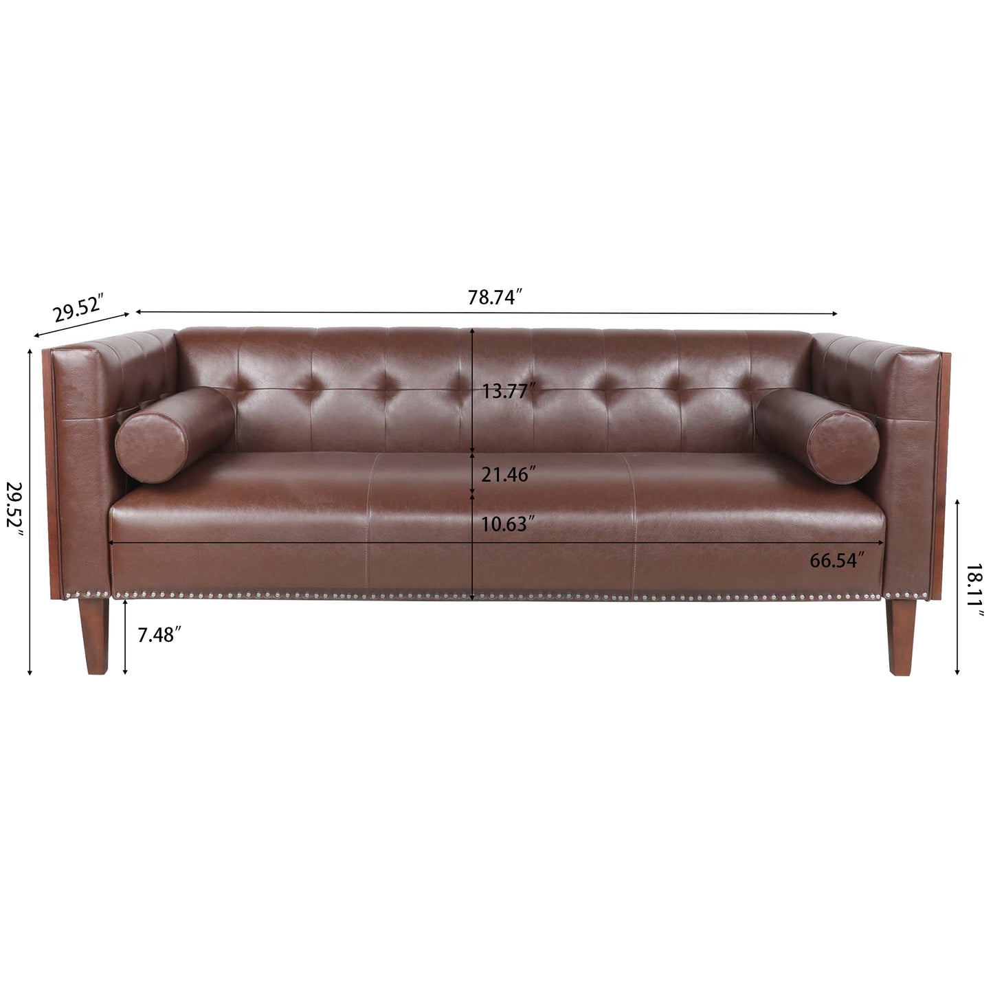 78.74 Elegant Wooden 3 Seater Sofa with Decorative Arms