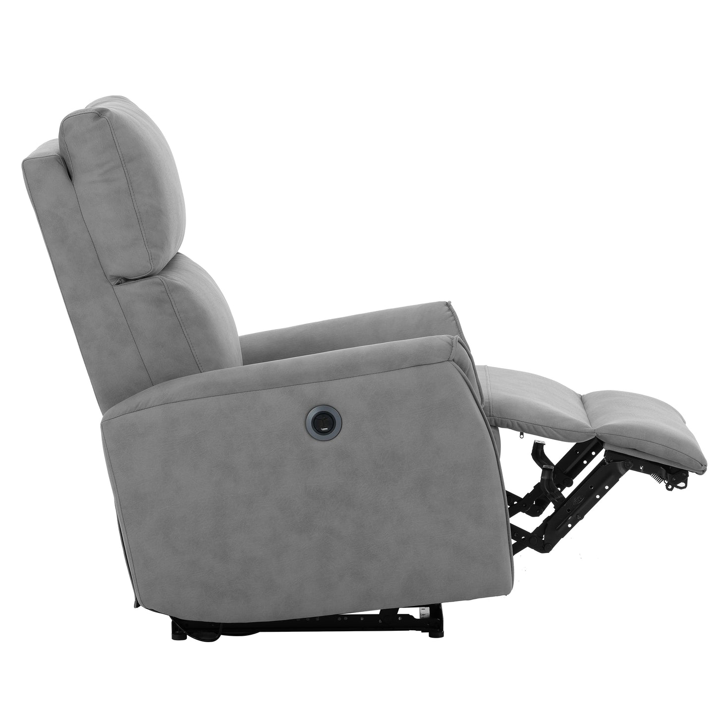 Electric Power Recliner Chair with USB Charging Ports and Side Control Button, Gray