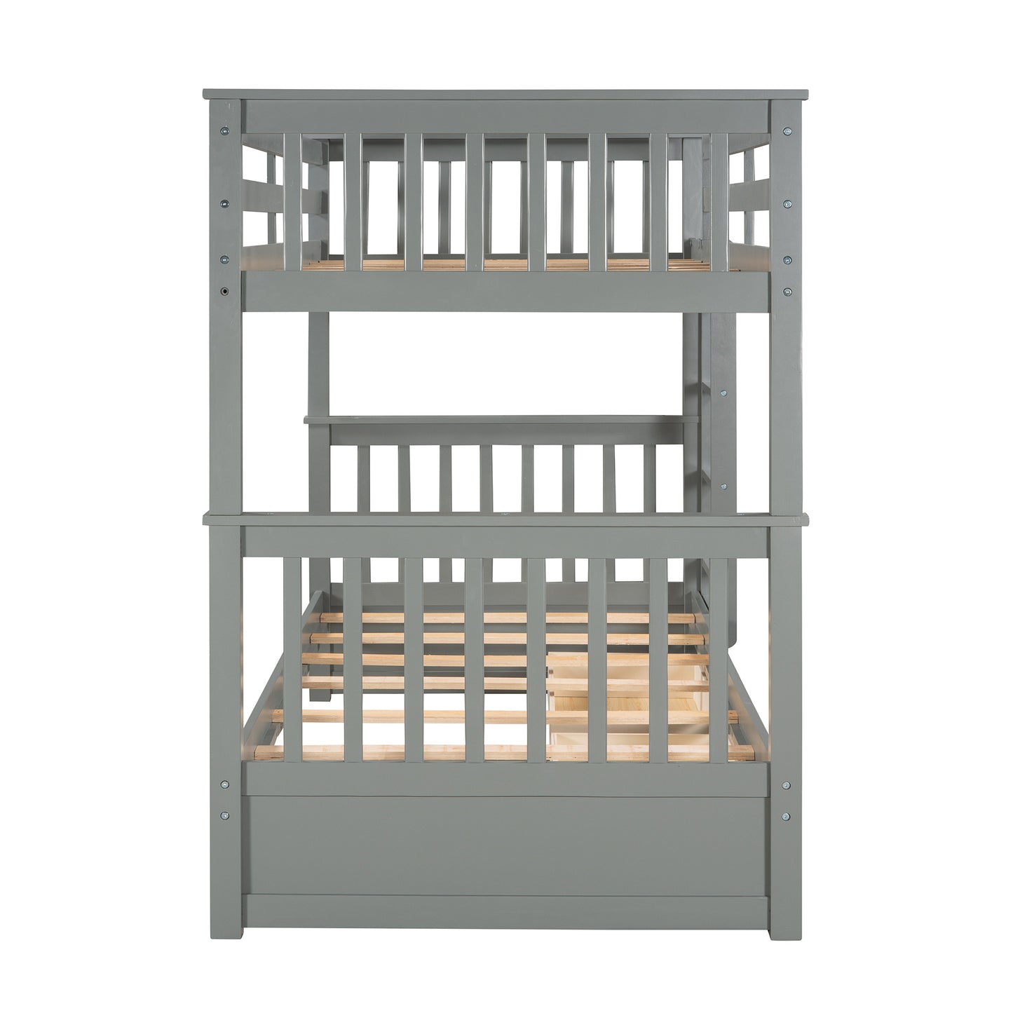 Gray Twin Bunk Bed with Two Drawers - Maximized Space and Versatile Galore