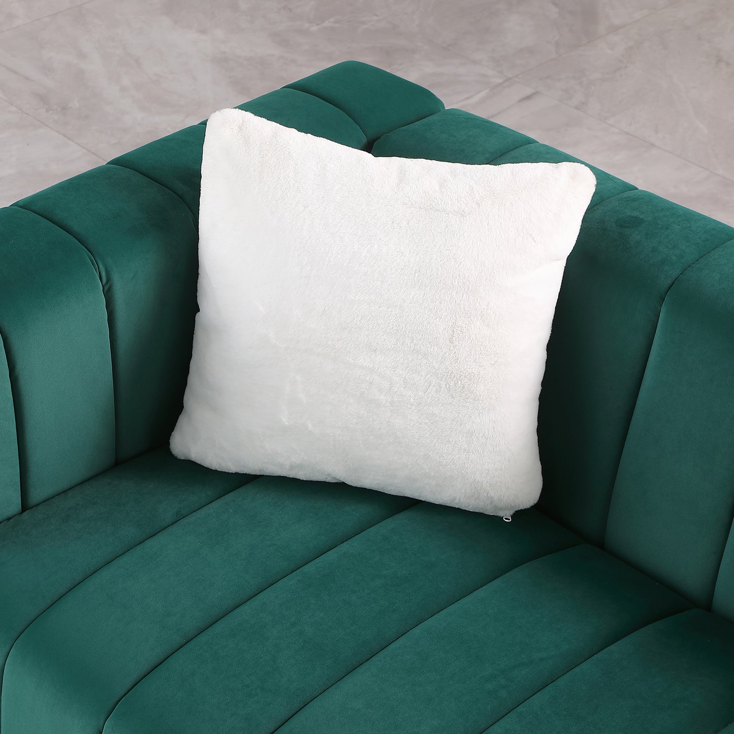 A modern  channel sofa  take on a traditional Chesterfield,Dark Green color,loveseater