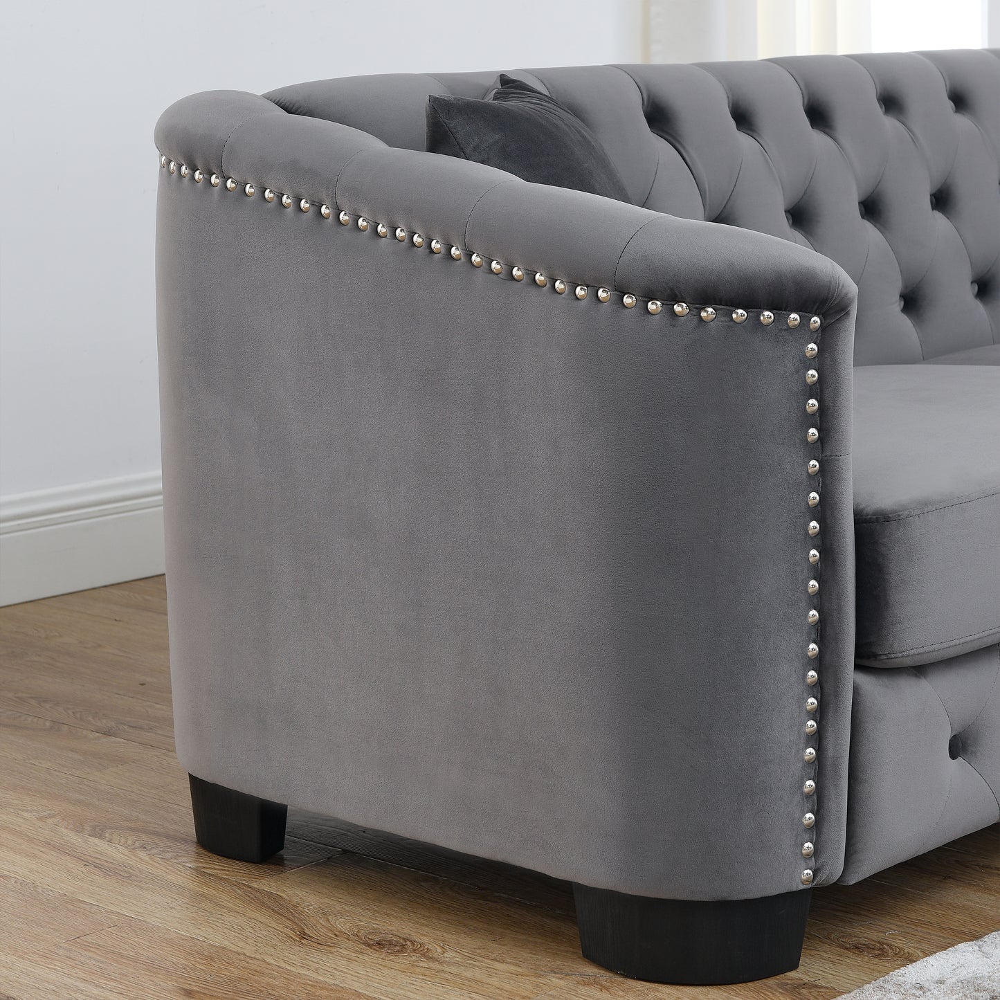 corner sofa+2-seater Combination sofa.Velvet Grey