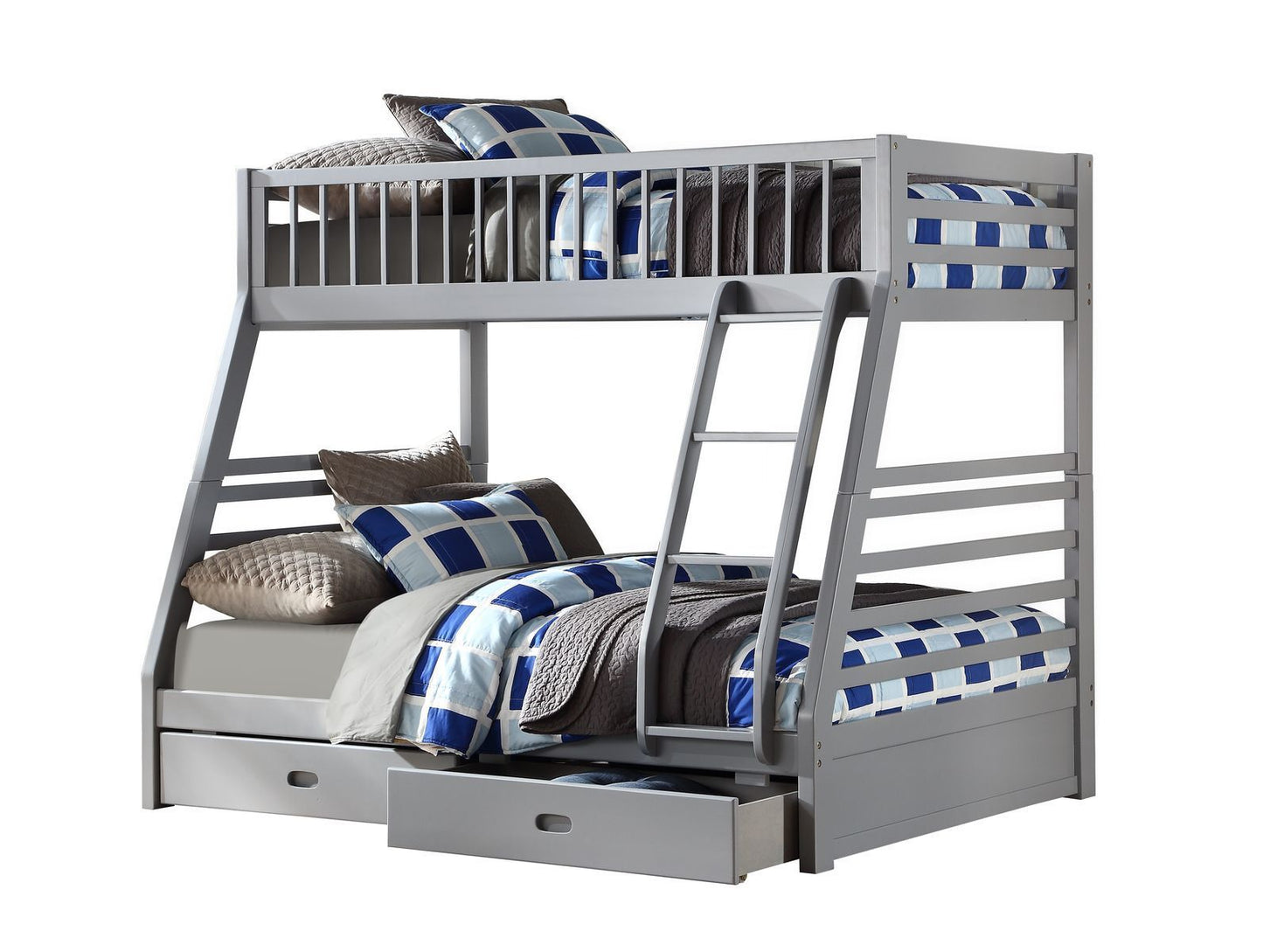 Jason Twin/Full Bunk Bed with Storage and Gray Finish