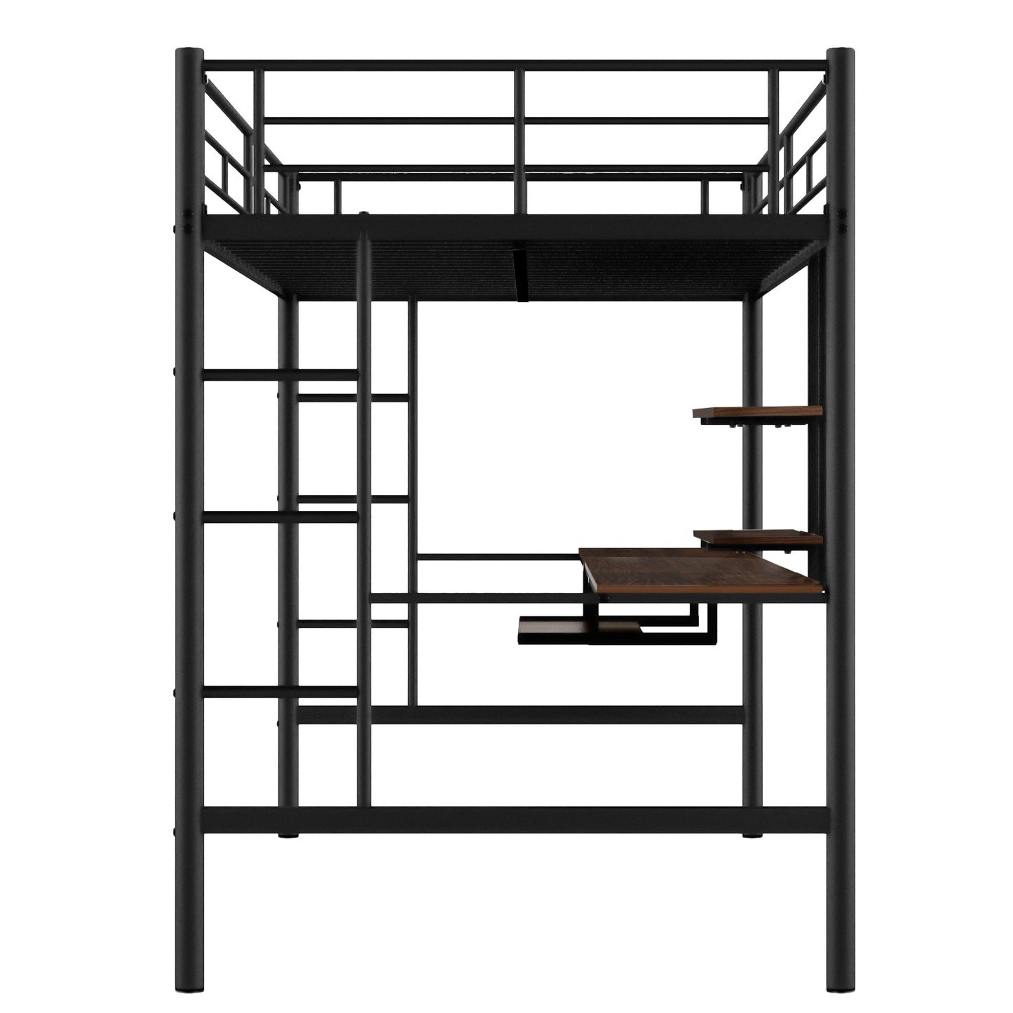 Loft Bed with Desk and Shelf , Space Saving Design,Full,Black