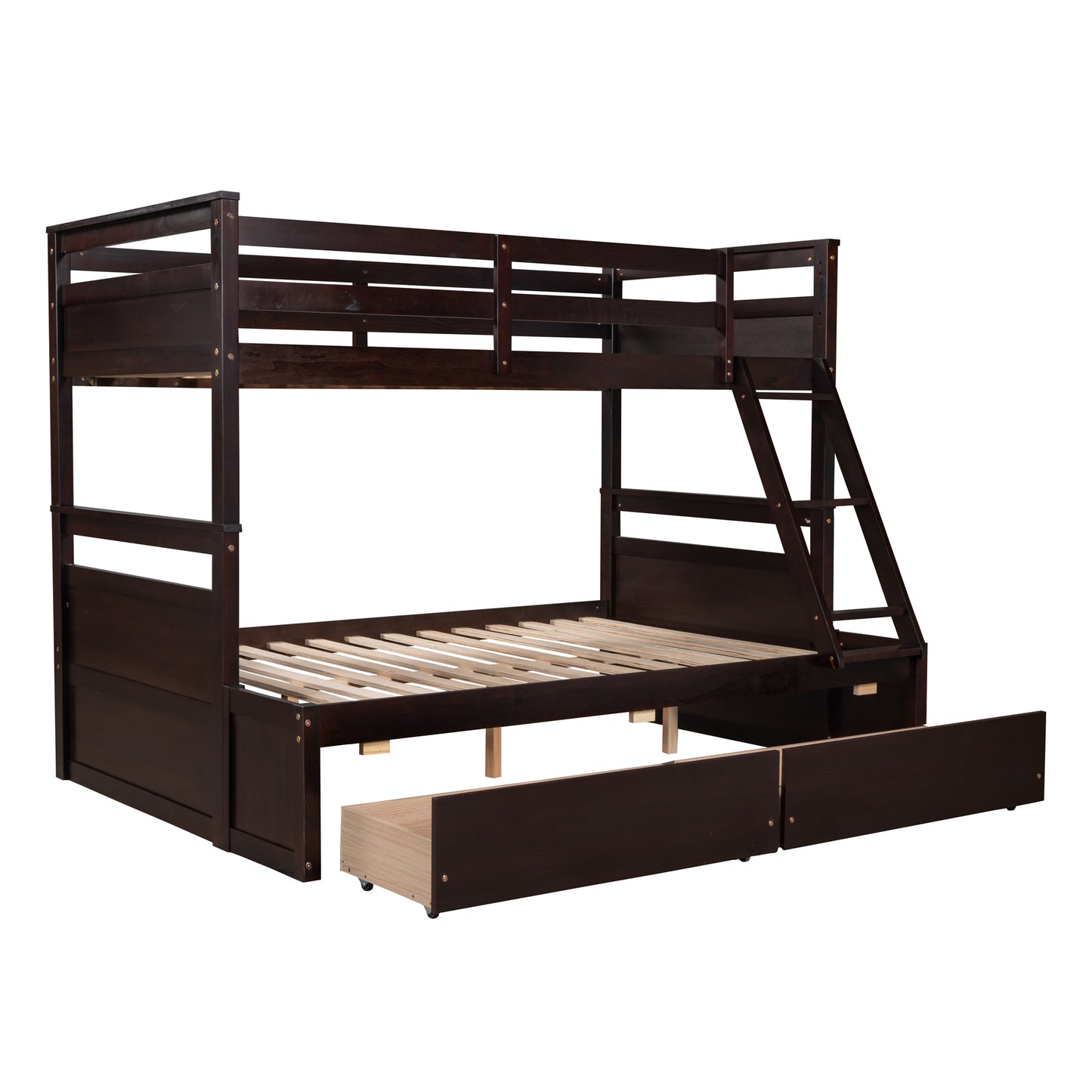 Espresso Twin over Full Bunk Bed with Storage and Drawers - Space-Saving Sleep Solution