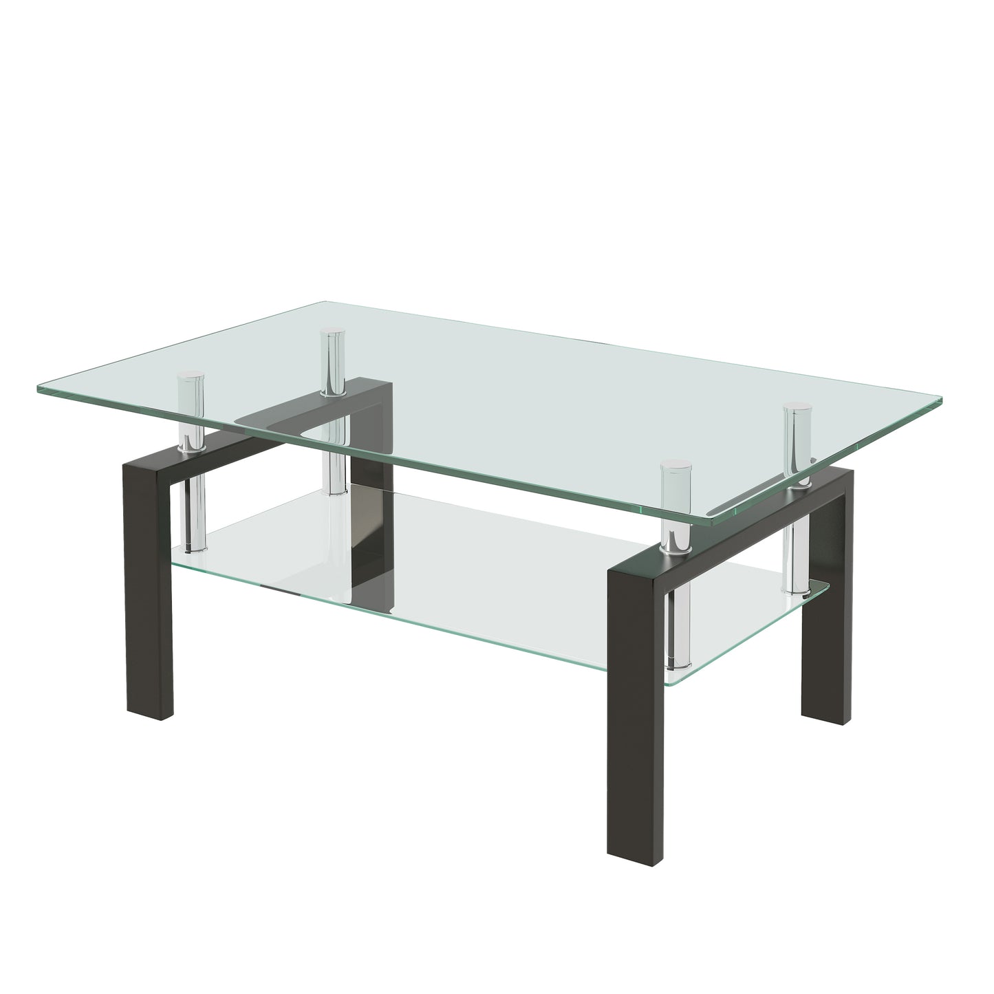 Contemporary 2-Layer Tempered Glass Coffee Table