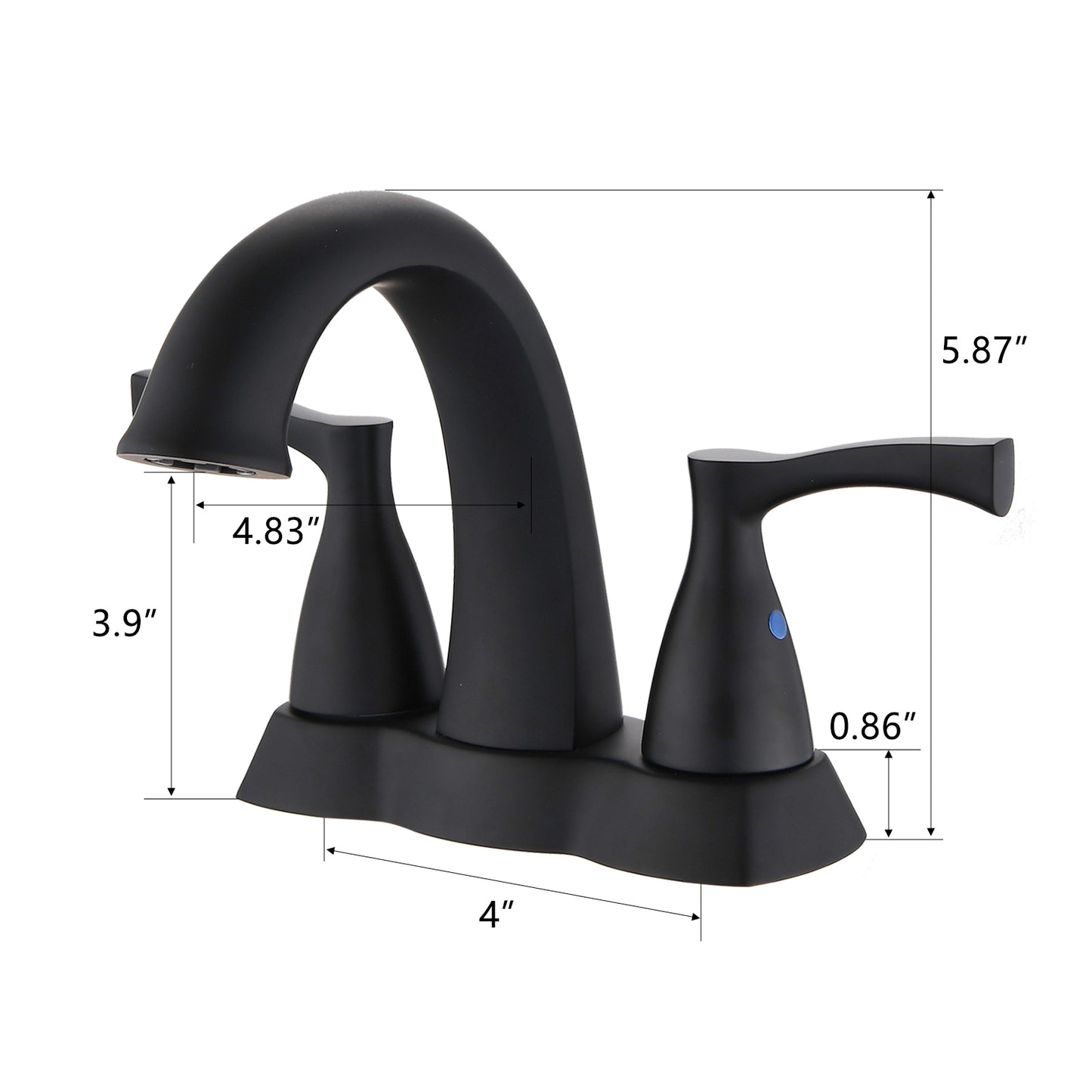 Elegant Matte Black 4 Inch Centerset Bathroom Faucet with Pop-Up Drain