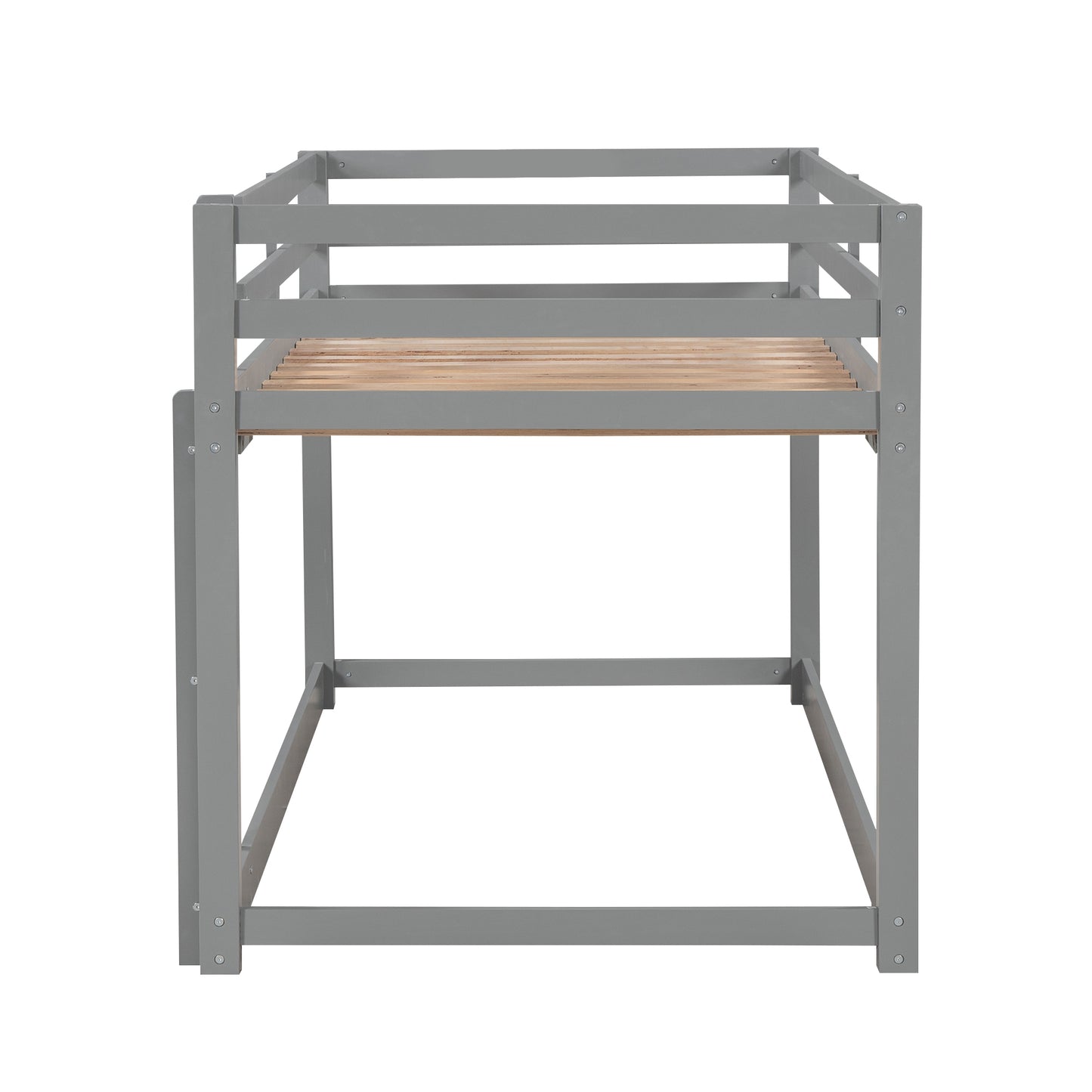 Low Height Twin Bunk Bed with Gray Ladder
