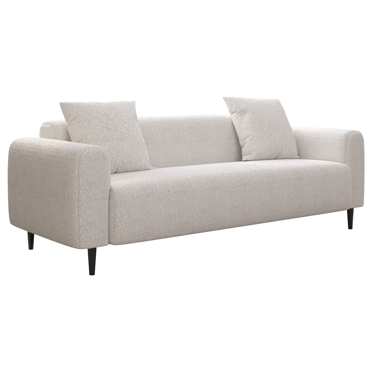 Spacious 77.2″ Modern Two-Seat Sofa in White Mohair Granular Velvet