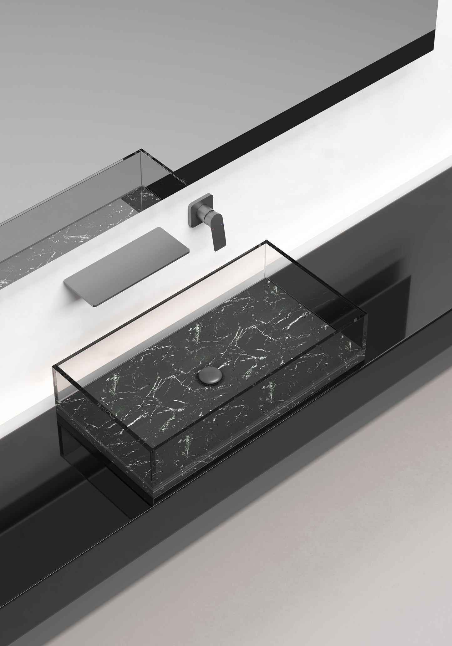 Gunmetal Waterfall Bathroom Sink Faucet