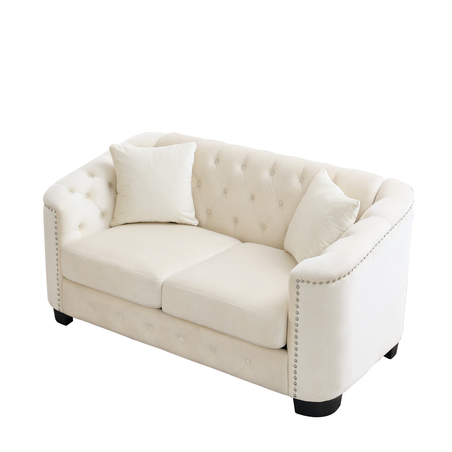 Luxurious Velvet Beige 3-Seater and 2-Seater Combination Sofa