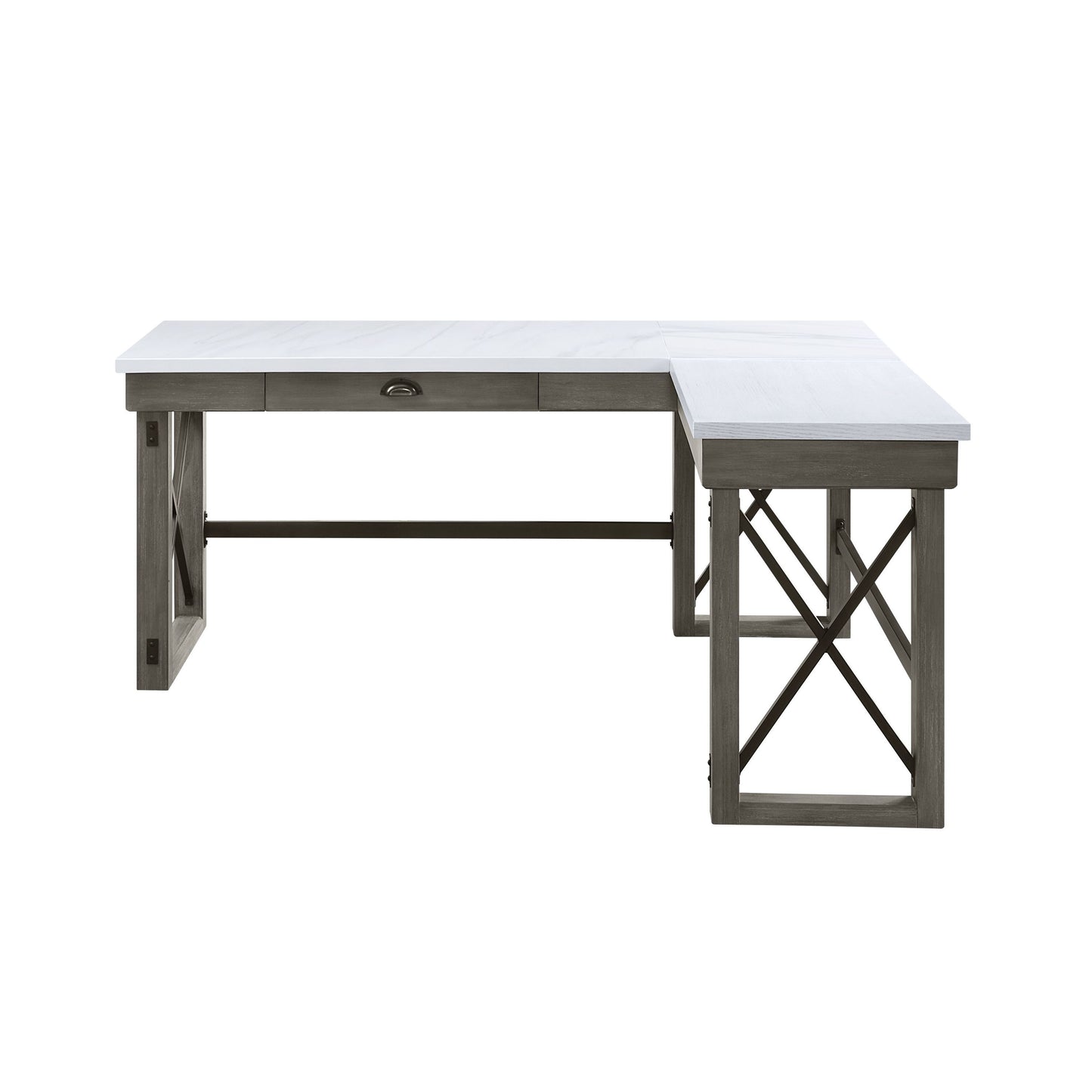 Sophisticated Marble Top Writing Desk with Lift Function and Timeless Gray Finish