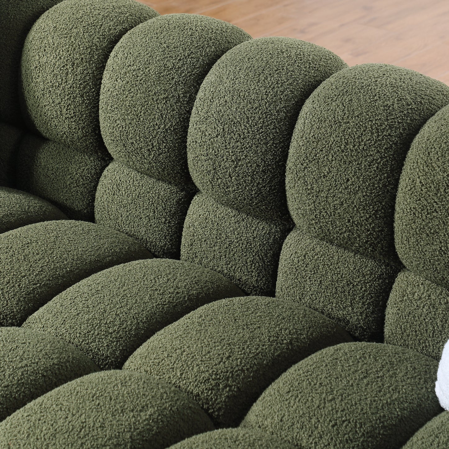 Olive Green Bouclé 3-Seater Marshmallow Sofa with Human Body Structure for USA People