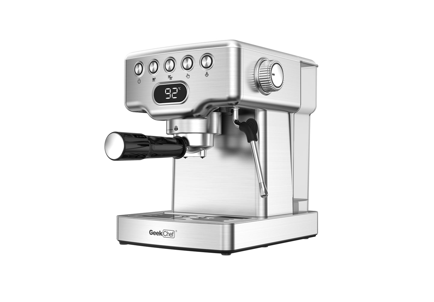 Geek Chef Espresso Maker with Milk Frother- 20 Bar Professional Pump and Stainless Steel Construction