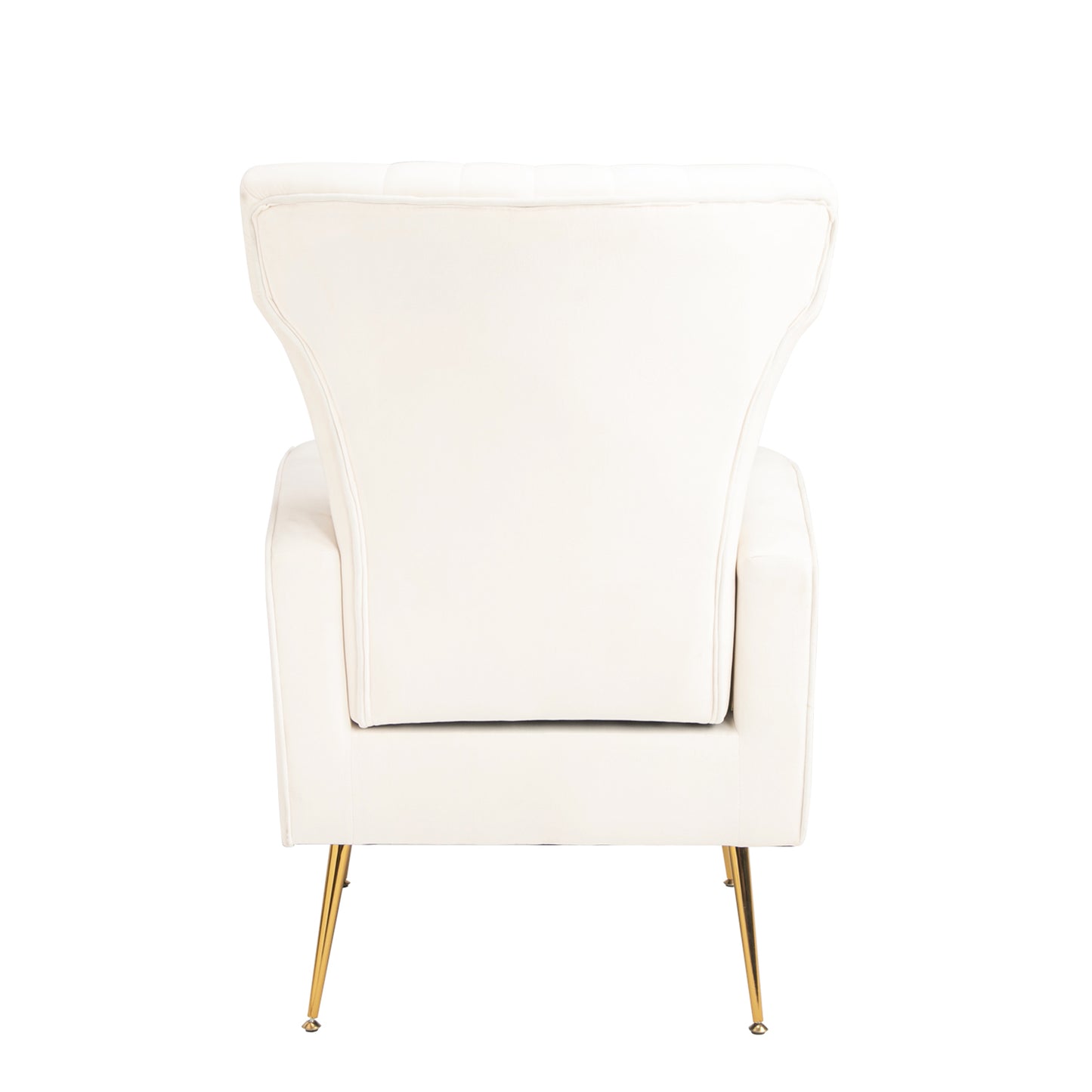 Velvet Accent Chair, Wingback Arm Chair with Gold Legs, Upholstered Single Sofa for Living Room Bedroom, White