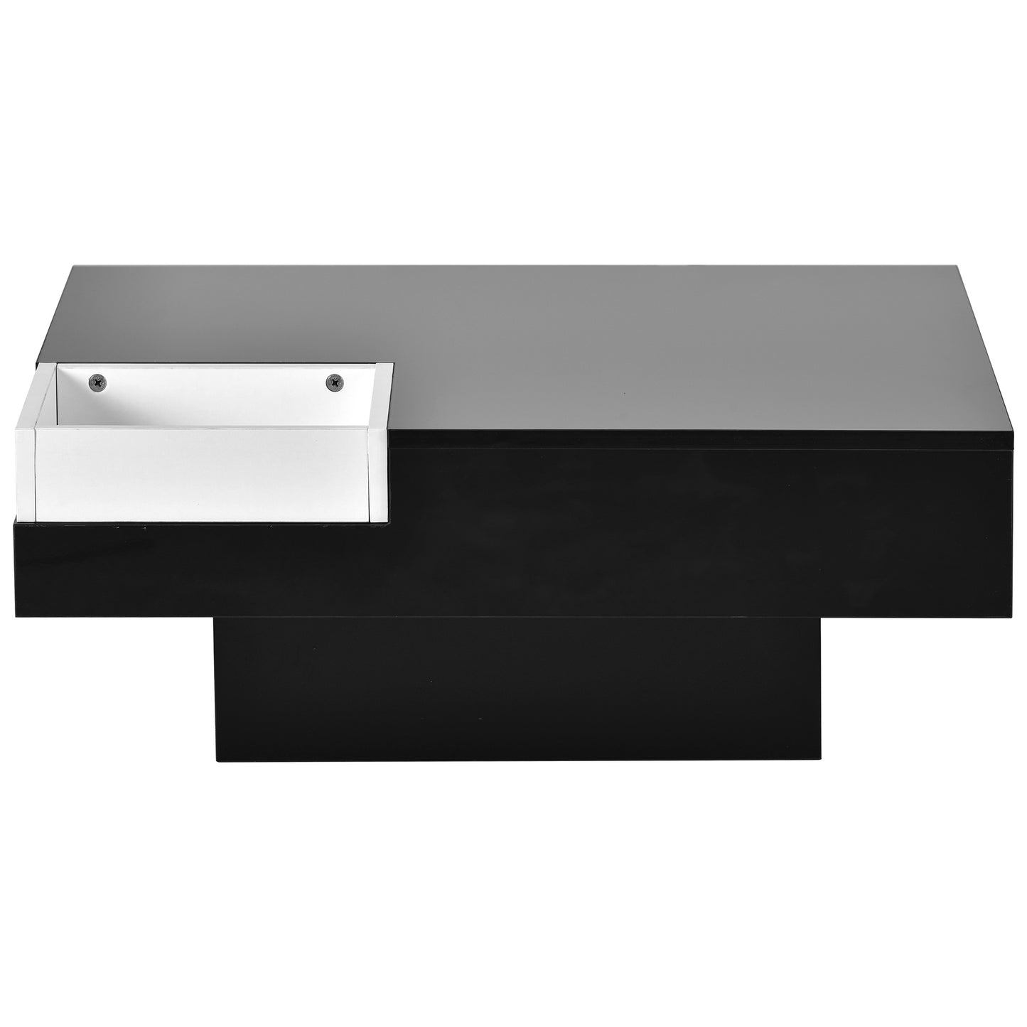 Chic Minimalist Square Coffee Table with LED Strip Lights and Tray