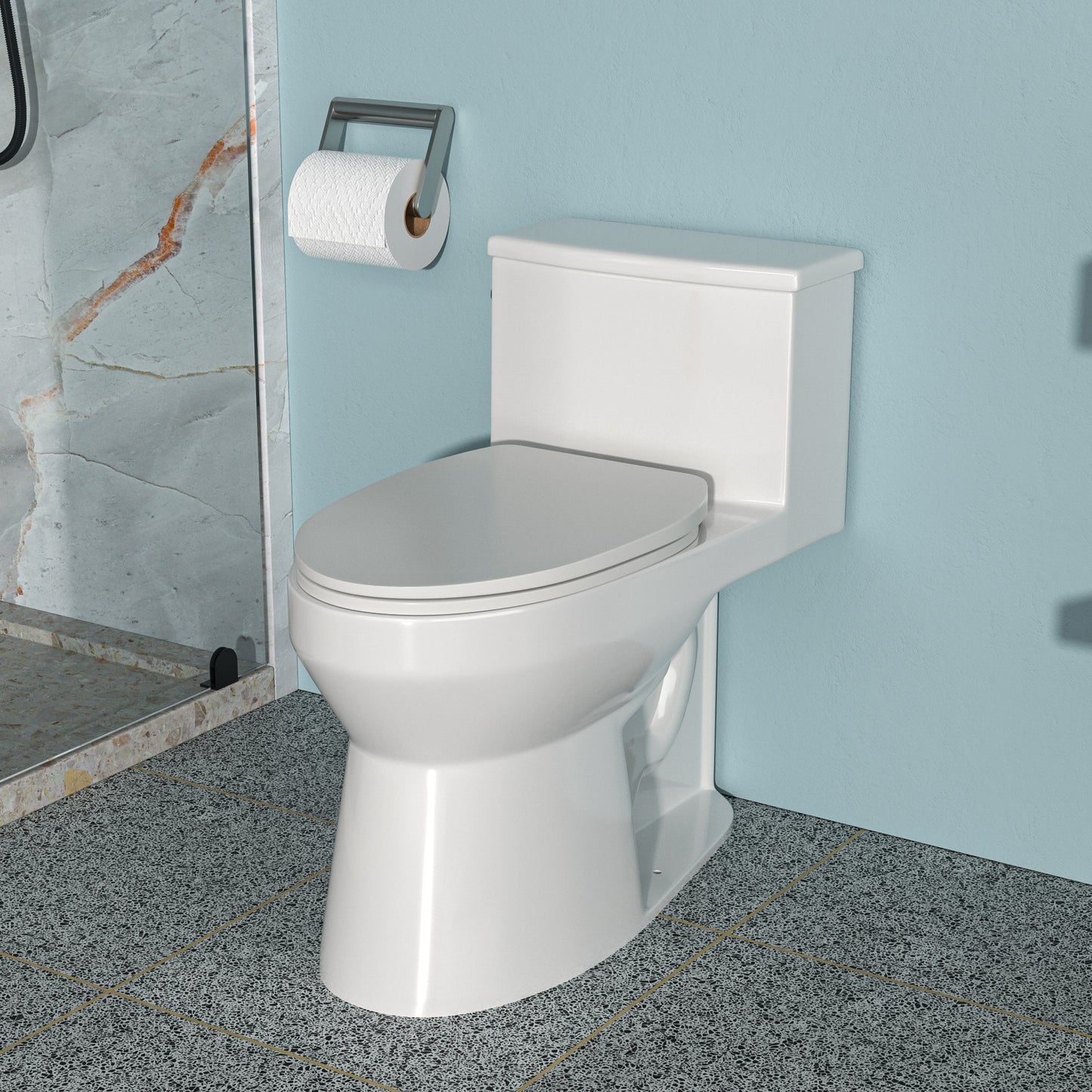 Ceramic One Piece Toilet,Single Flush with Soft Clsoing Seat