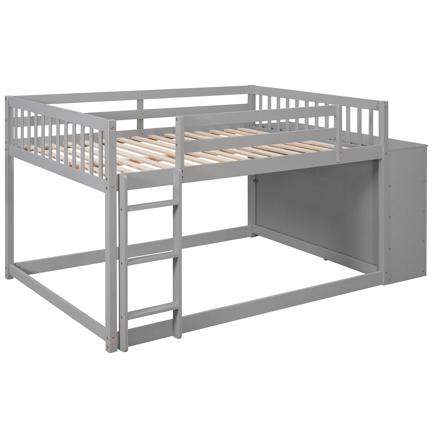 Spacious and Elegant Gray Full over Full Bunk Bed with Storage