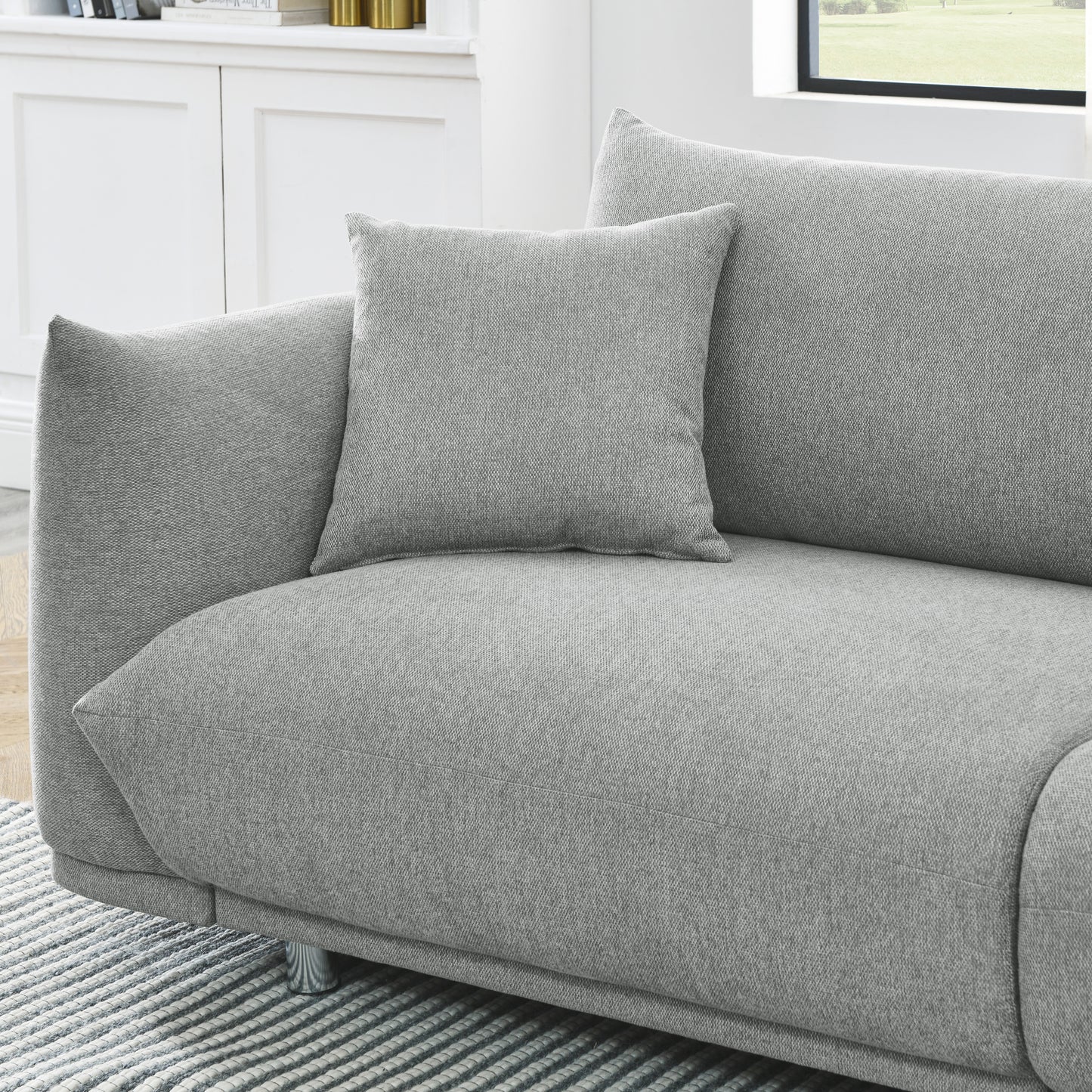 Modern Couch for Living Room Sofa,Solid Wood Frame and Stable Metal Legs, 2 Pillows, Sofa Furniture for Apartment