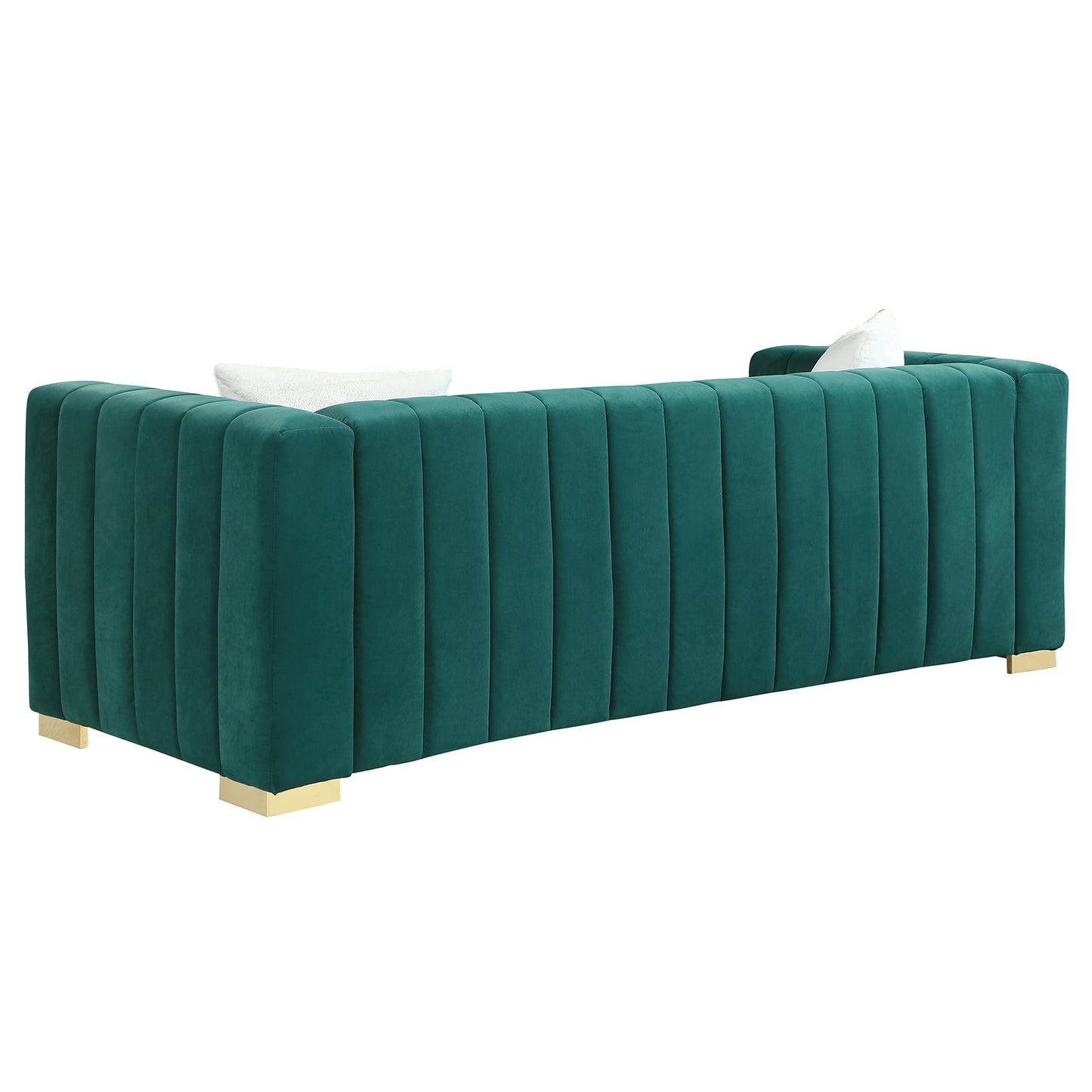 Chesterfield Inspired Dark Green Velvet Sofa Set with 3 Seater and Loveseat