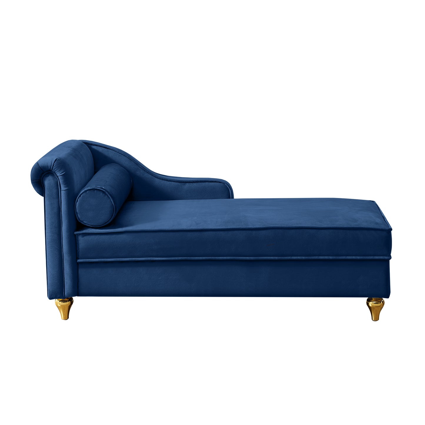 Modern Upholstery Chaise Lounge Chair with Storage Velvet (Navy Blue)