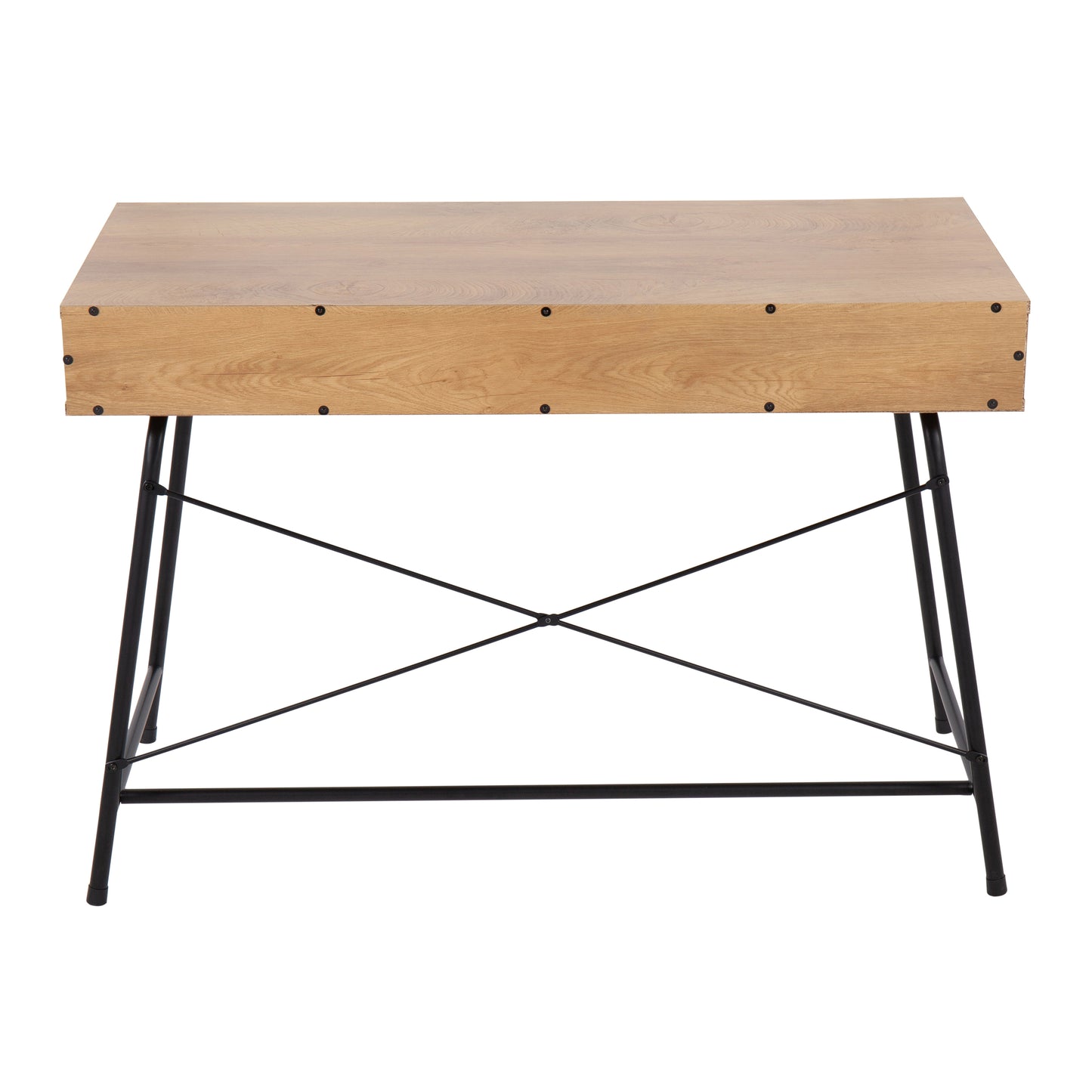 LumiSource Casper Industrial Desk with Black Steel Frame and Brown Wood Top