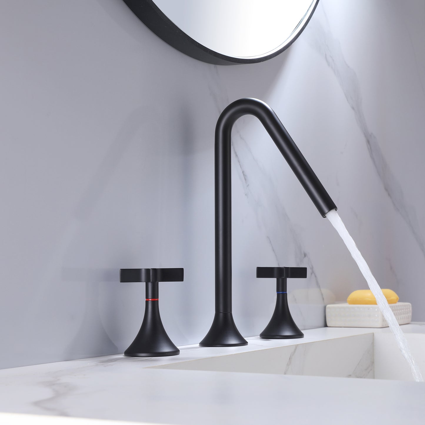 Dual-Handled Matte Black Bathroom Faucet