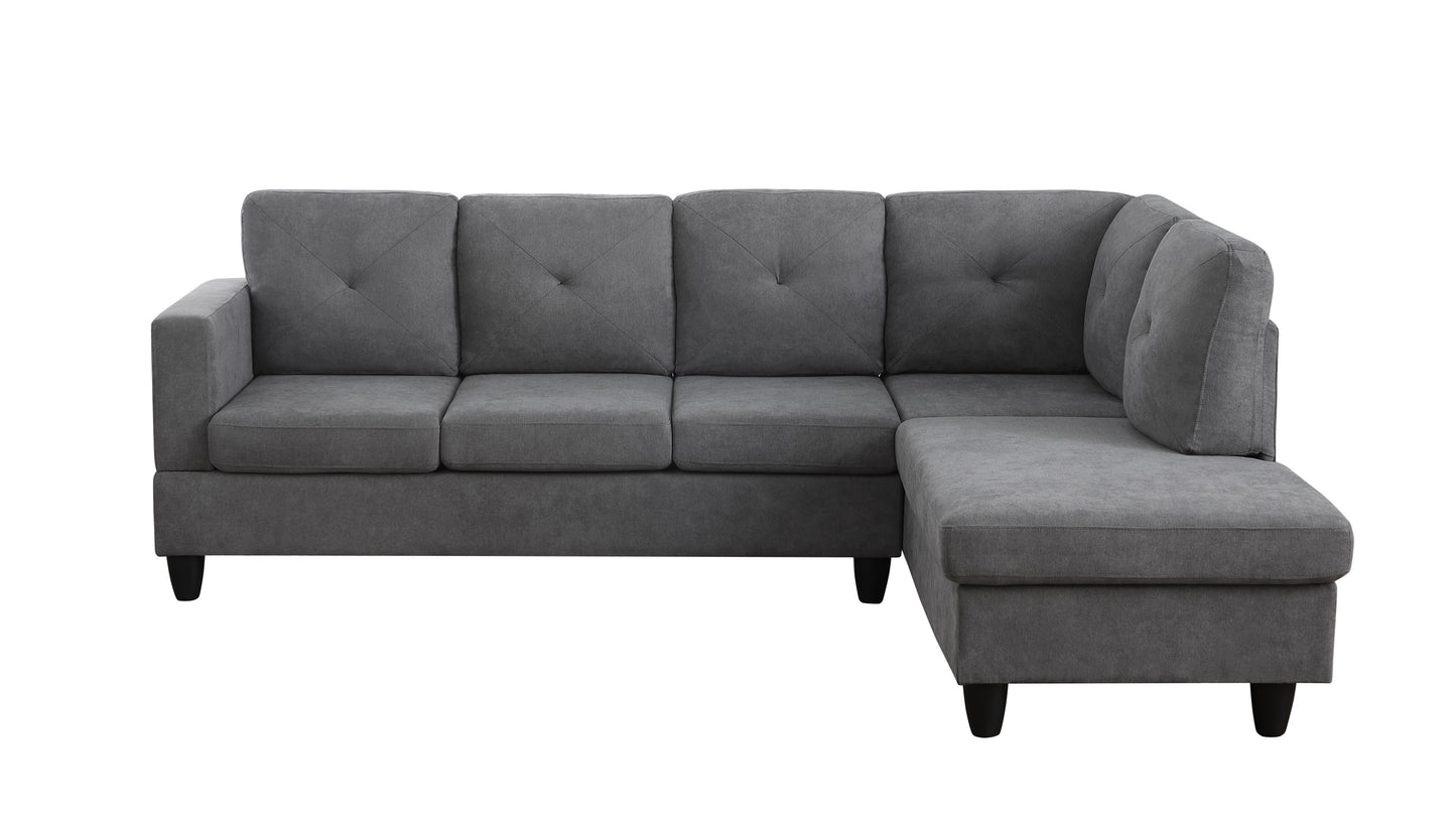 Ivan Charcoal Gray Woven Sectional Couch with Right Facing Chaise