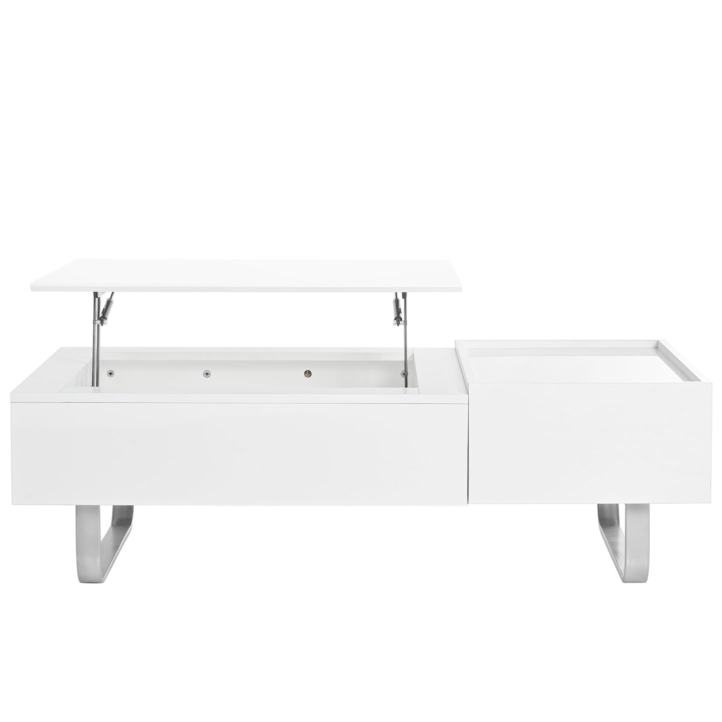 Contemporary White Lift-Top Coffee Table with Hidden Storage