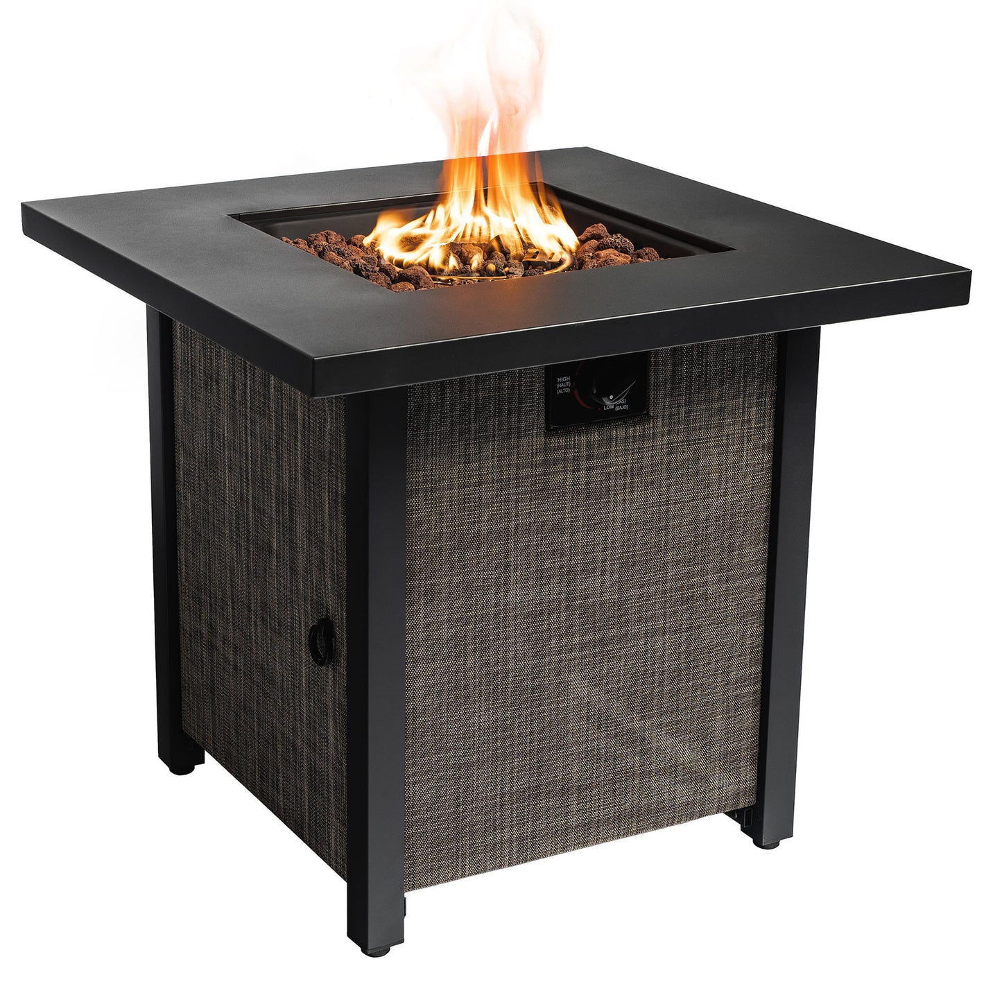 40000BTU Steel Propane Fire Pit Table with Textilene Side Panel and Steel Lid