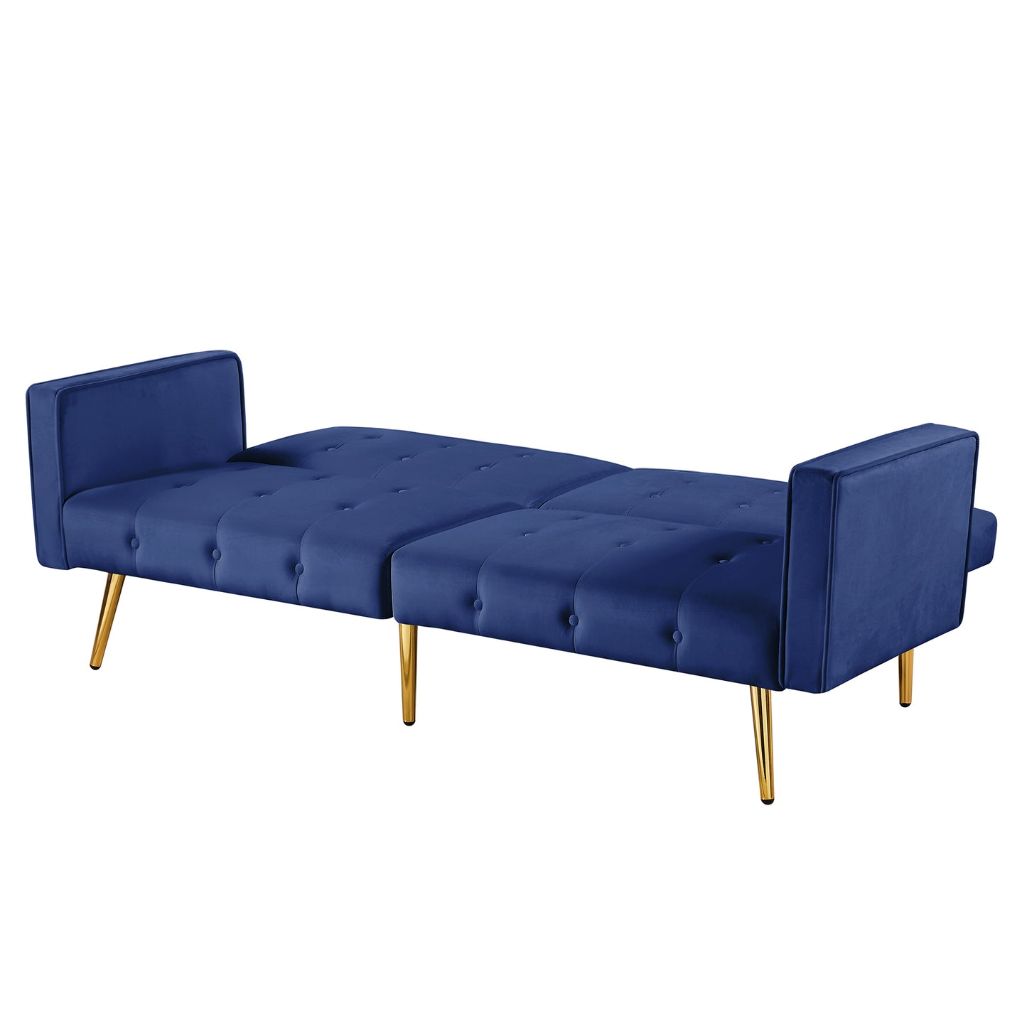 Velvet button tufted sofa bed with armrest