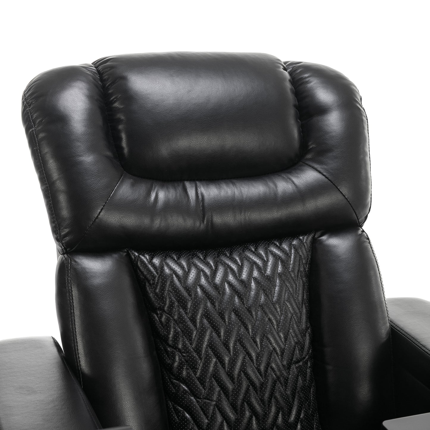 Luxury Black Swivel Recliner Chair with Tray Table, Phone Holder, and USB Port