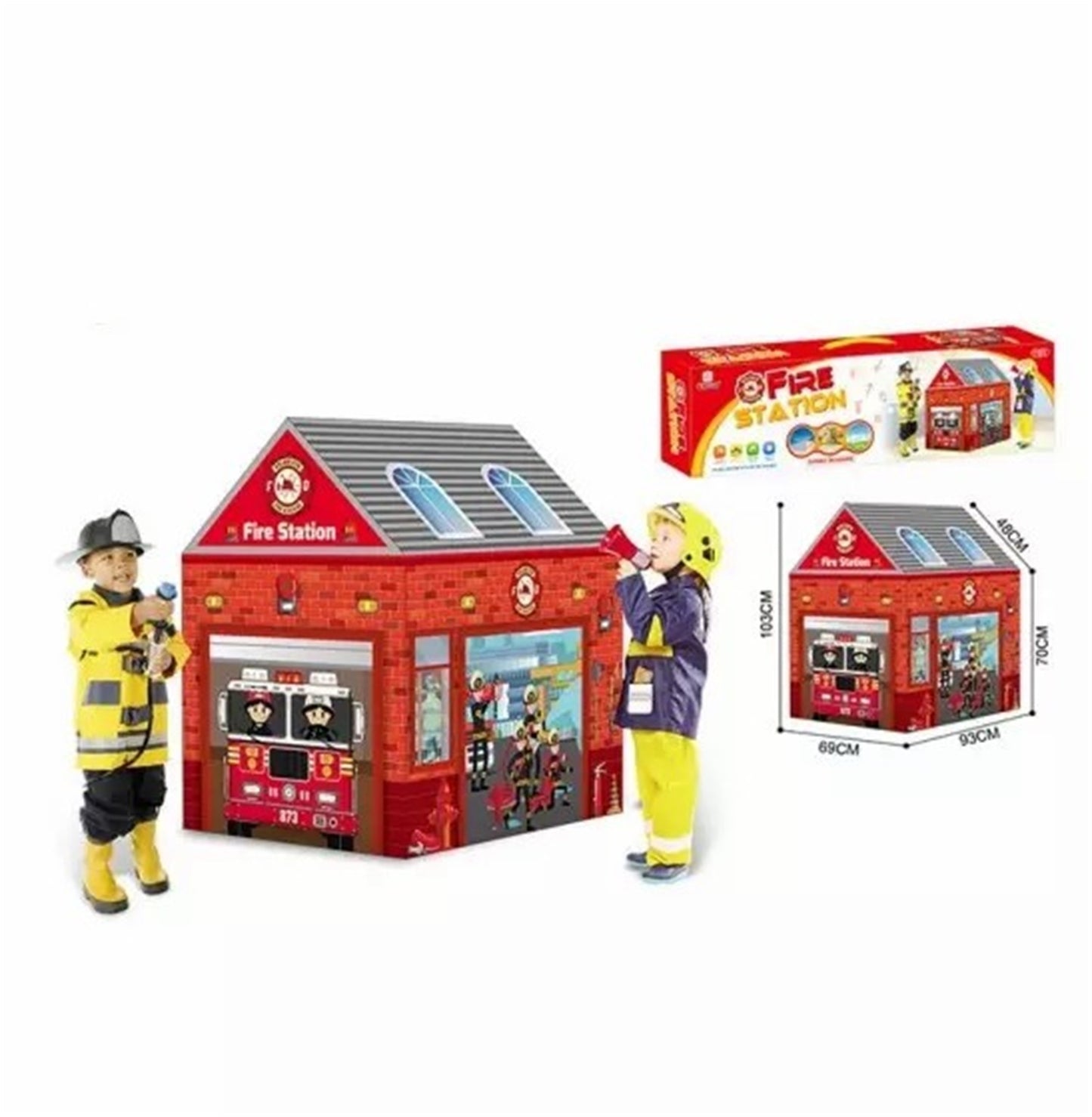 Children's Firefighter Play Tent - Indoor and Outdoor Kids Tent