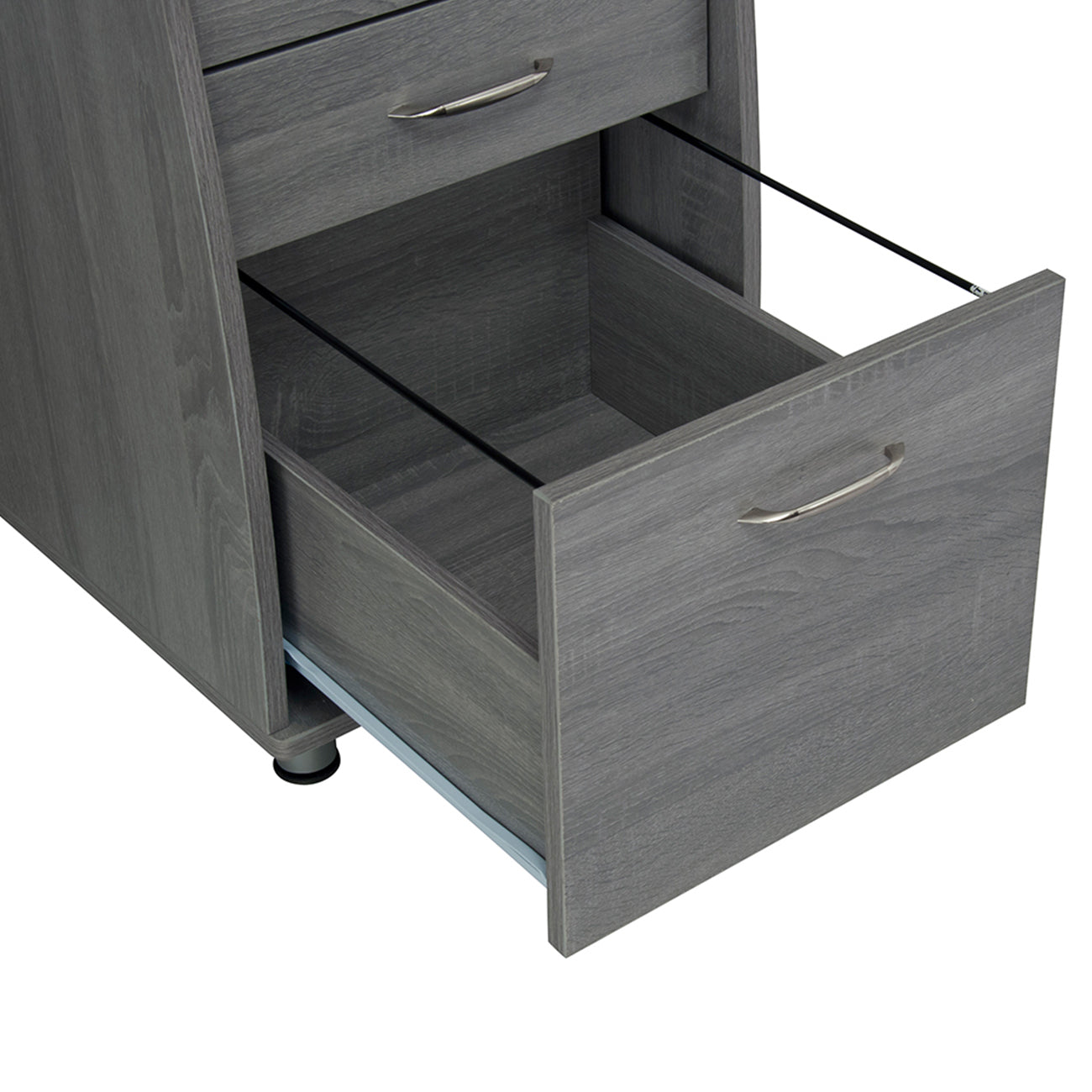 Elegant Grey Workstation Desk with Abundant Storage Space