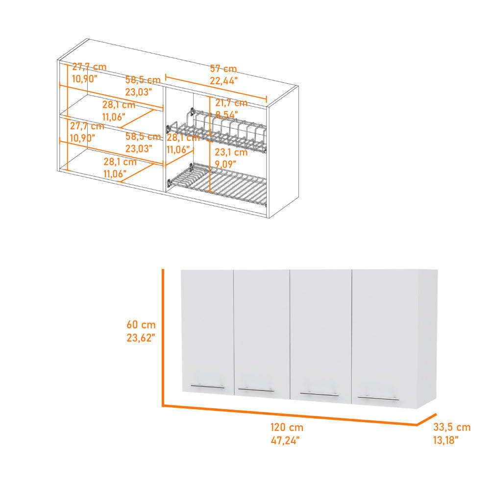 Burlingame 5-Shelf 4-Door 2-piece Kitchen Set, Kitchen Island and Upper Wall Cabinet White and Light Oak