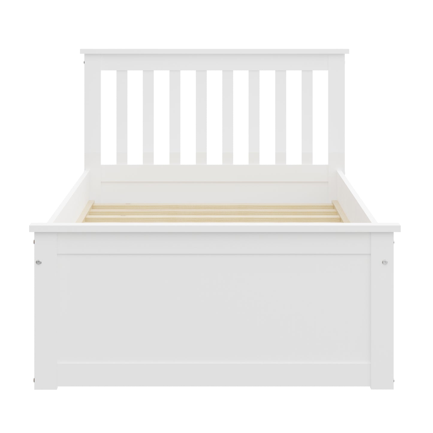 White Twin Trundle Bed, Heavy Duty Malibu Solid Wood Bed Frame with Twin Size Pull Out Toddler Trundle Bed for Kids