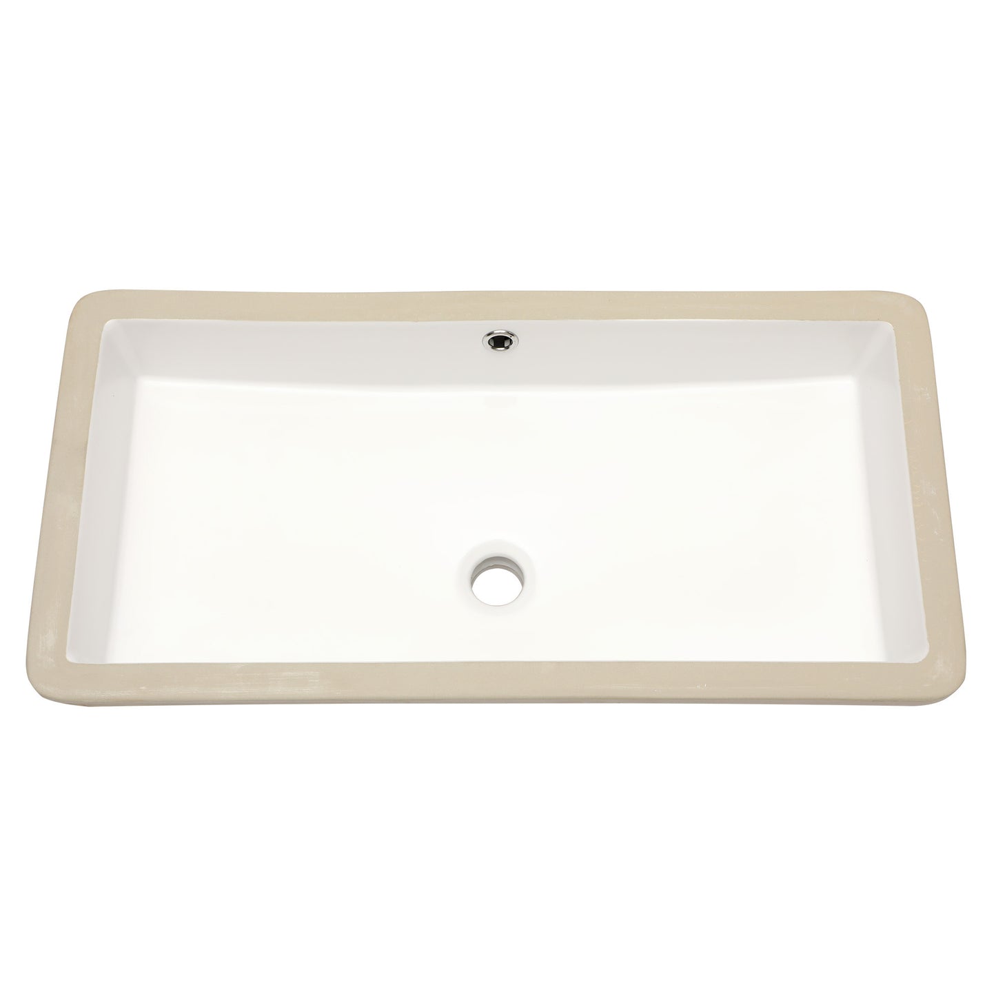 28"x14" White Ceramic Rectangular Undermount Bathroom Sink with Overflow