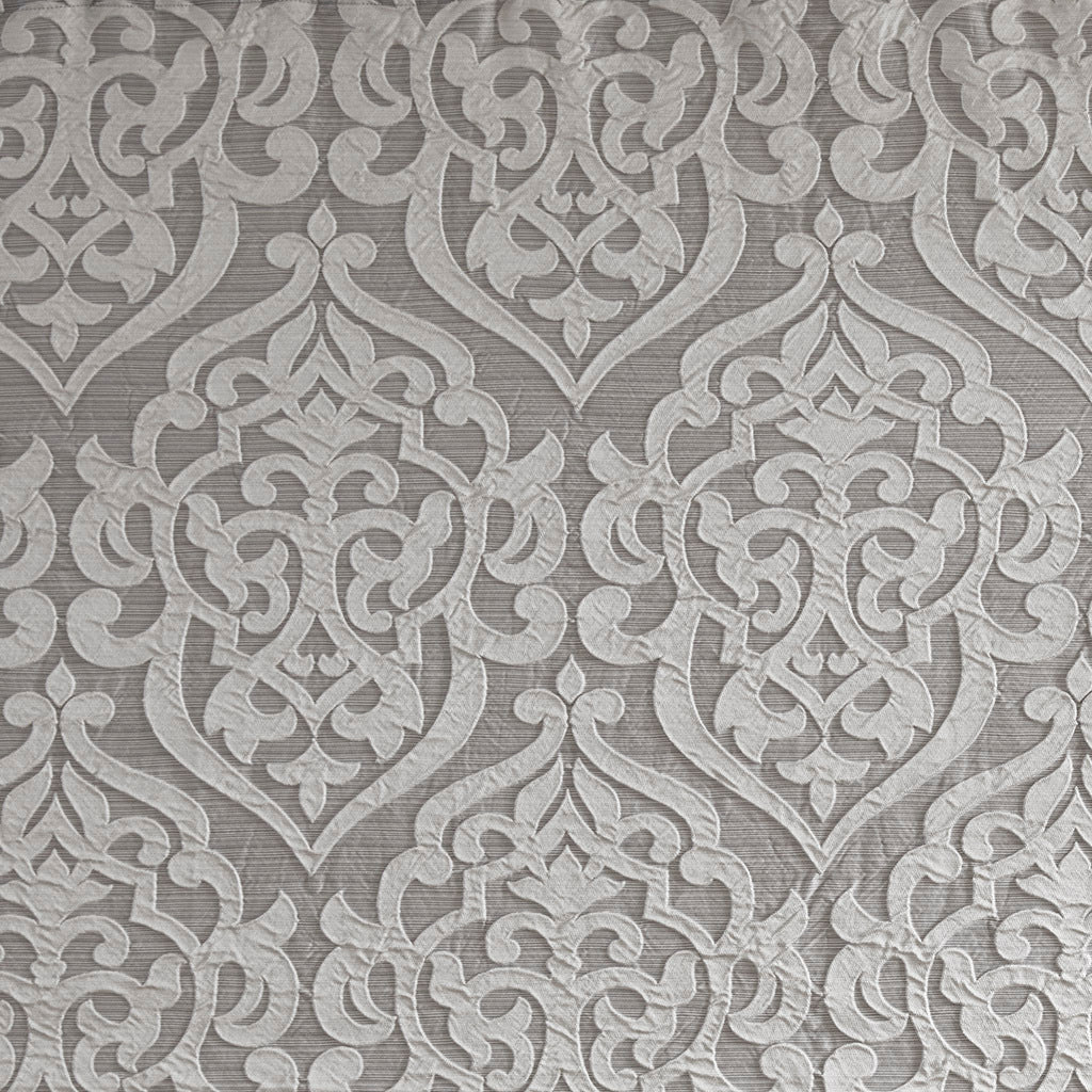 Luxurious Silver Damask Medallion Jacquard Shower Curtain