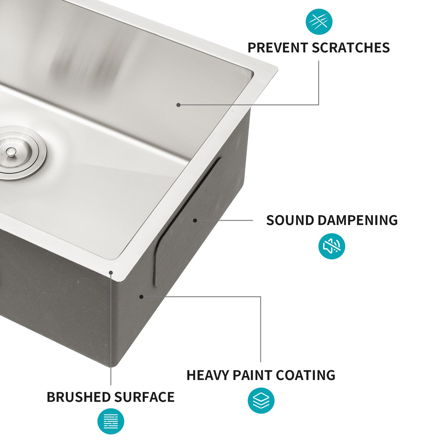 Undermount Kitchen Sink - Premium 33x19x10 Stainless Steel Sink with Drain Easily and Sound Proof Design