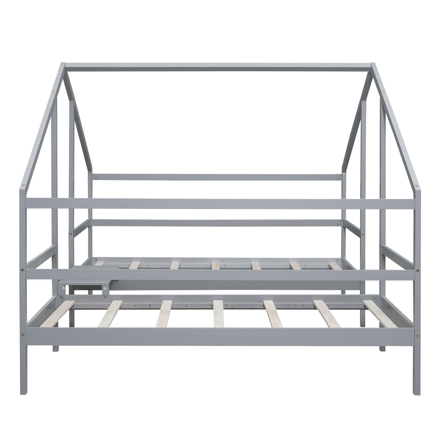 Double Twin Size Triangular House Beds with Built-in Table,Gray(: WF286895AAE)