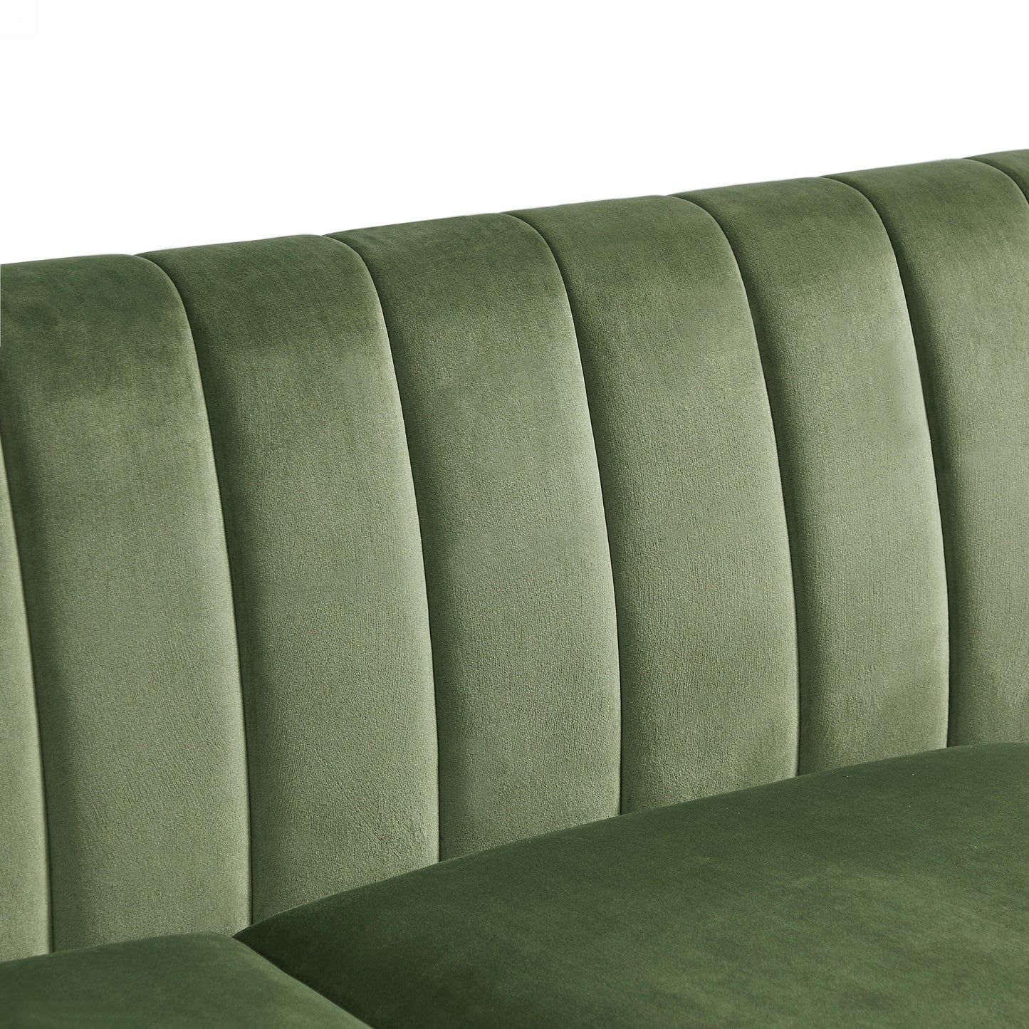 Mid Century Modern Chesterfield sofa couch, Comfortable Upholstered sofa with Velvet Fabric and Wooden Frame and Wood Legs for Living Room/Bed Room/Office Green --3 Seats