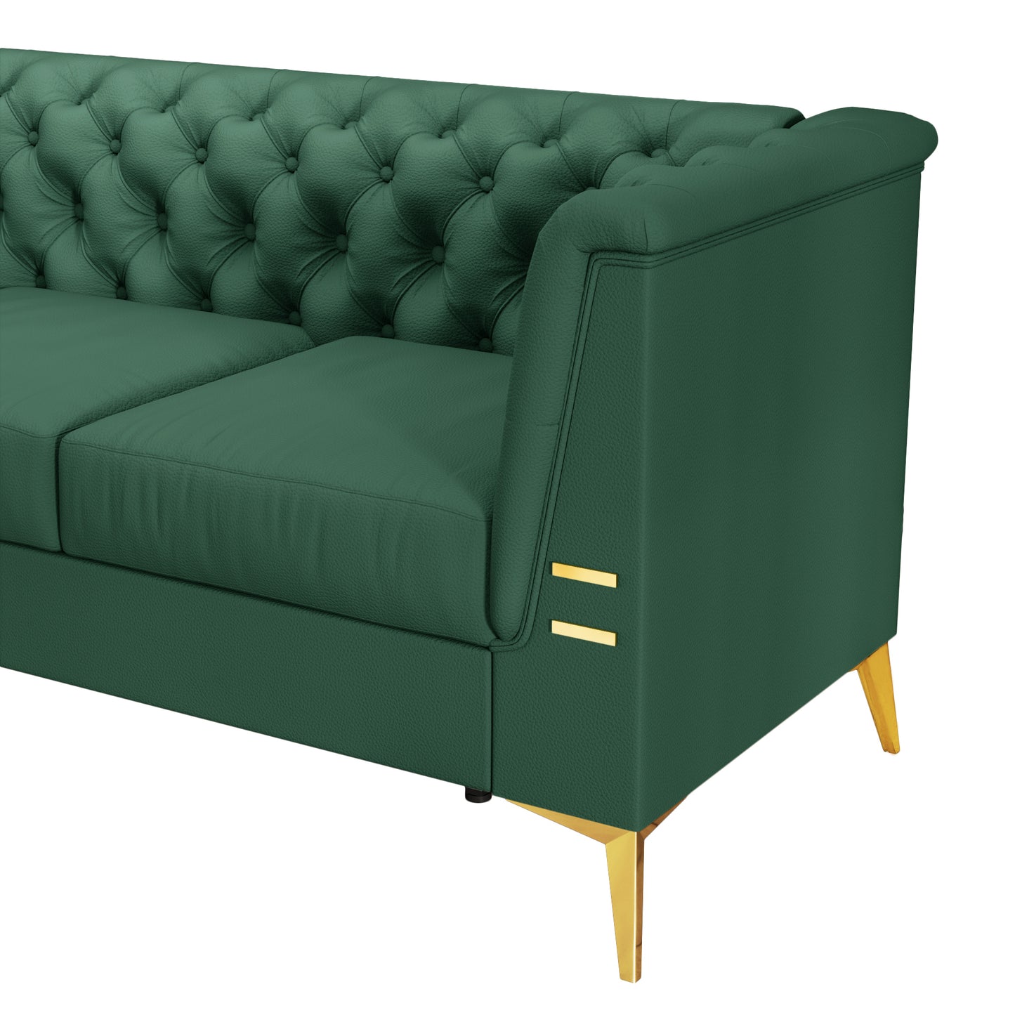 FX-P83PU-GR(sofa)3seat Classic Chesterfield PU Sofa with Metal Sofa Legs: Blending Style and Tradition