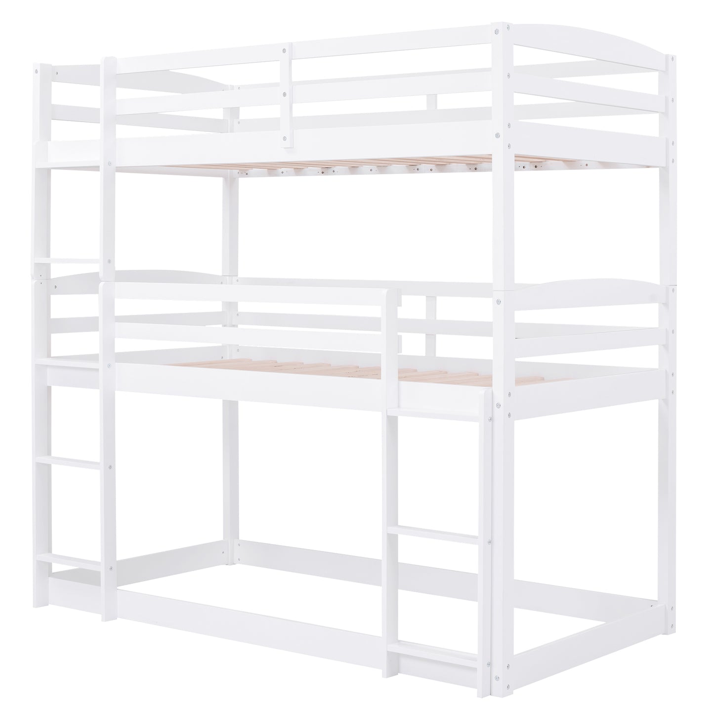 White Triple Bunk Bed with Three Twin Beds