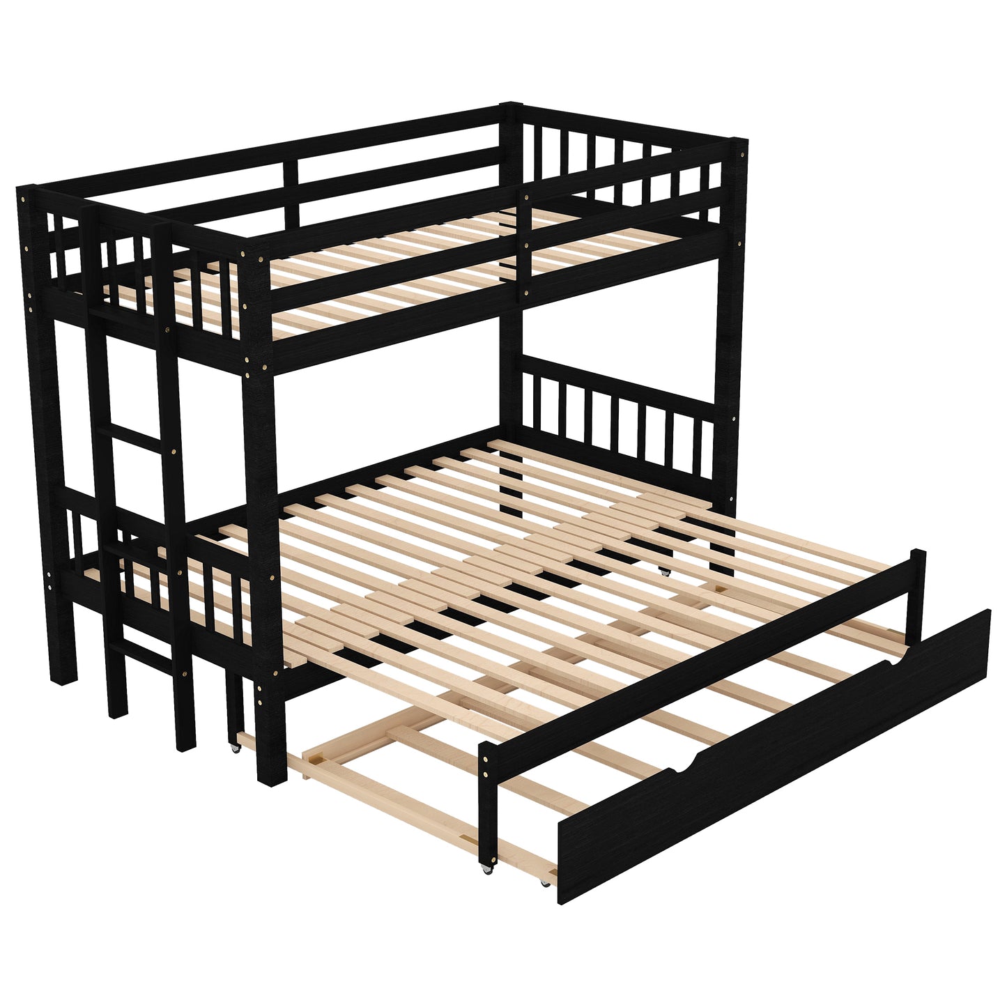 Compact Espresso Bunk Bed with Trundle and Pull-out Sleep Options