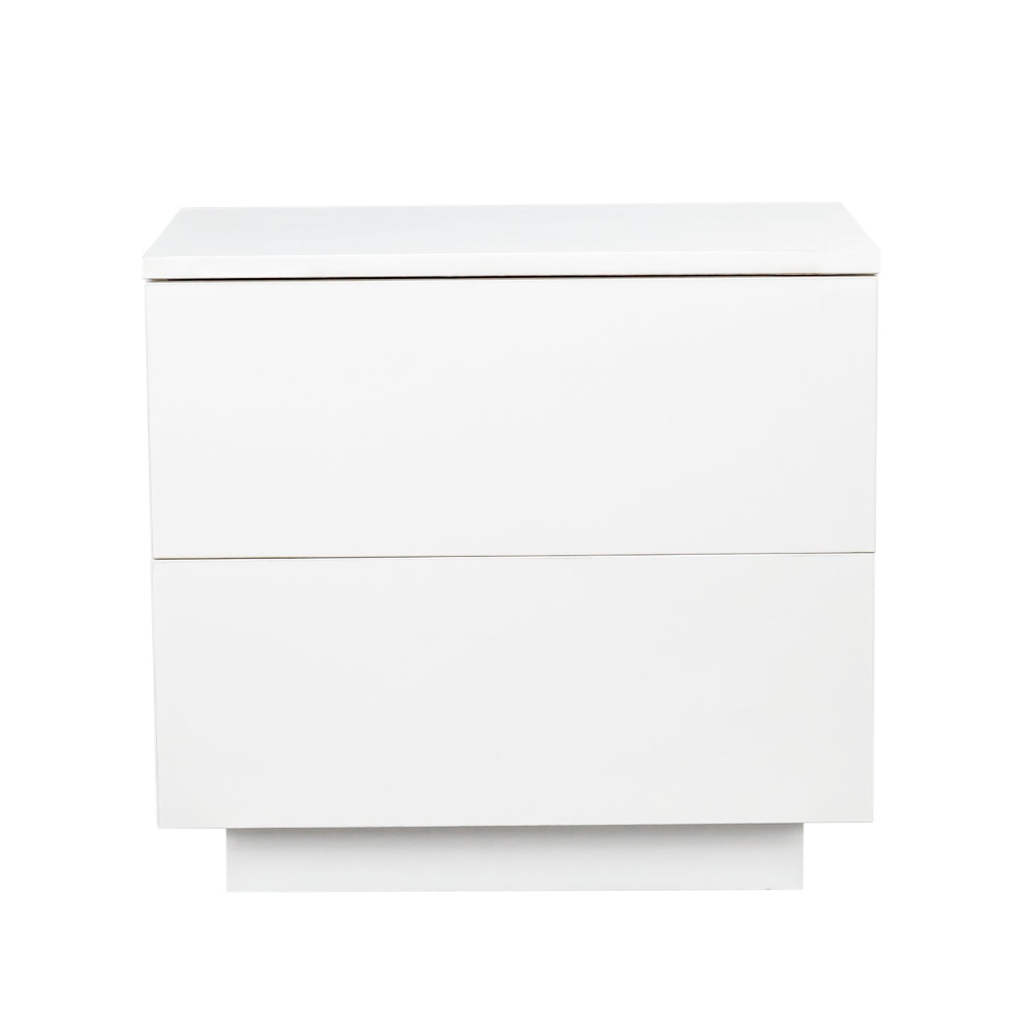 Contemporary White Nightstand with LED Lit Drawers