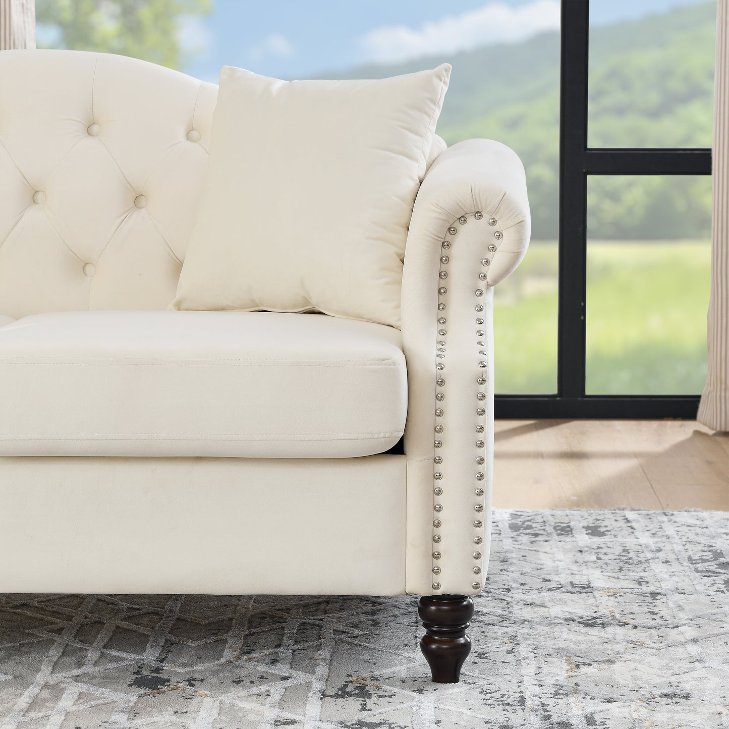 Beige Velvet 3-seater and 2-seater Combination Sofa