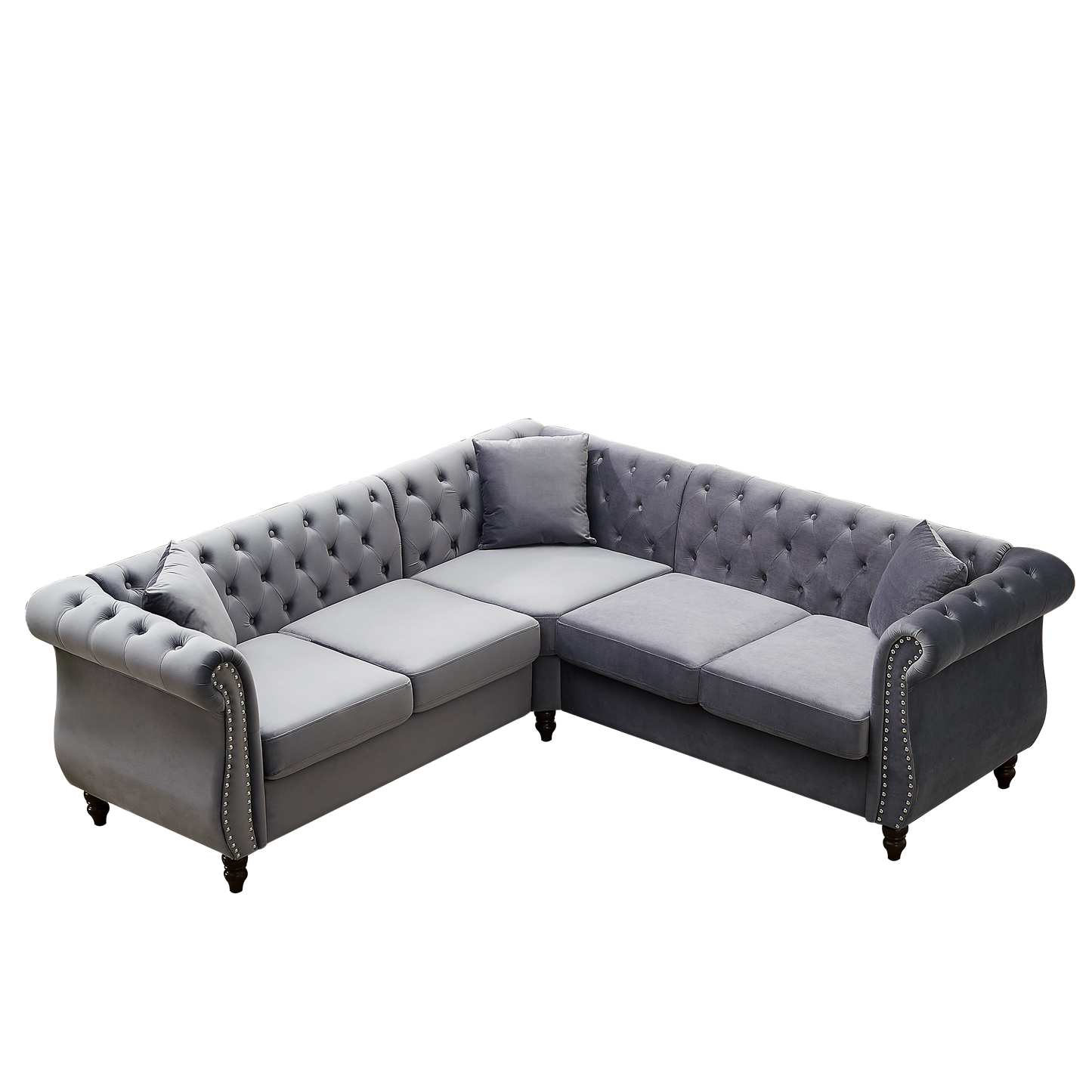 83.5-Inch Oversized L-Shaped Sectional Couch with 3 Pillows