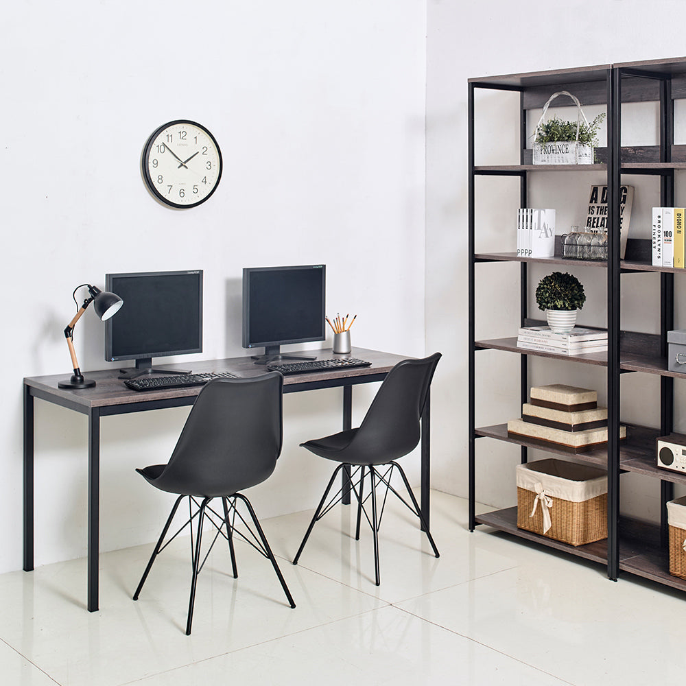 Modern Water and Heat Resistant Computer Desk in Black and Rustic Gray